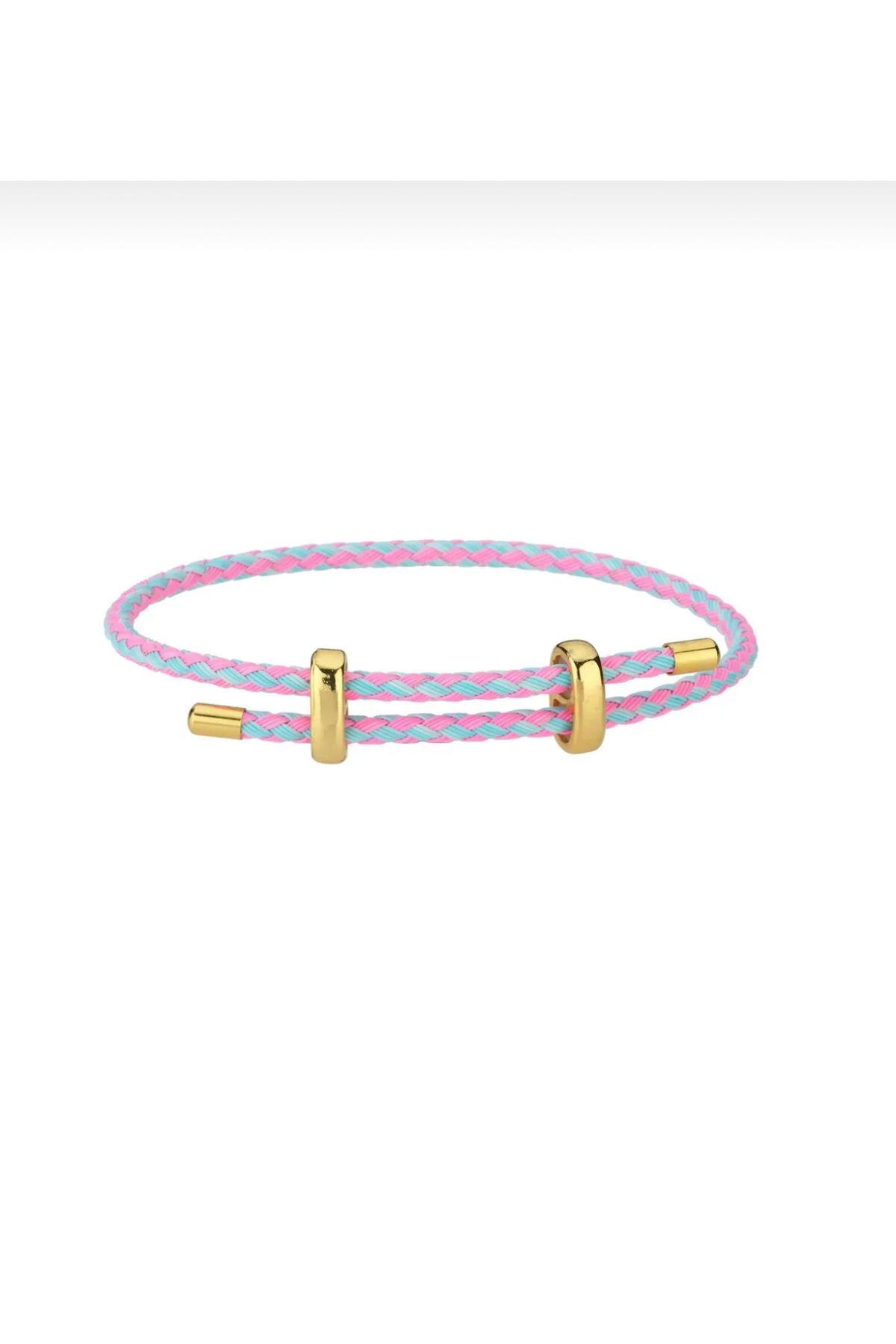 Neesh ÇELİK RENKLİ İP AYARLANABİLİR BİLEKLİK (PEMBE/MAVİ)