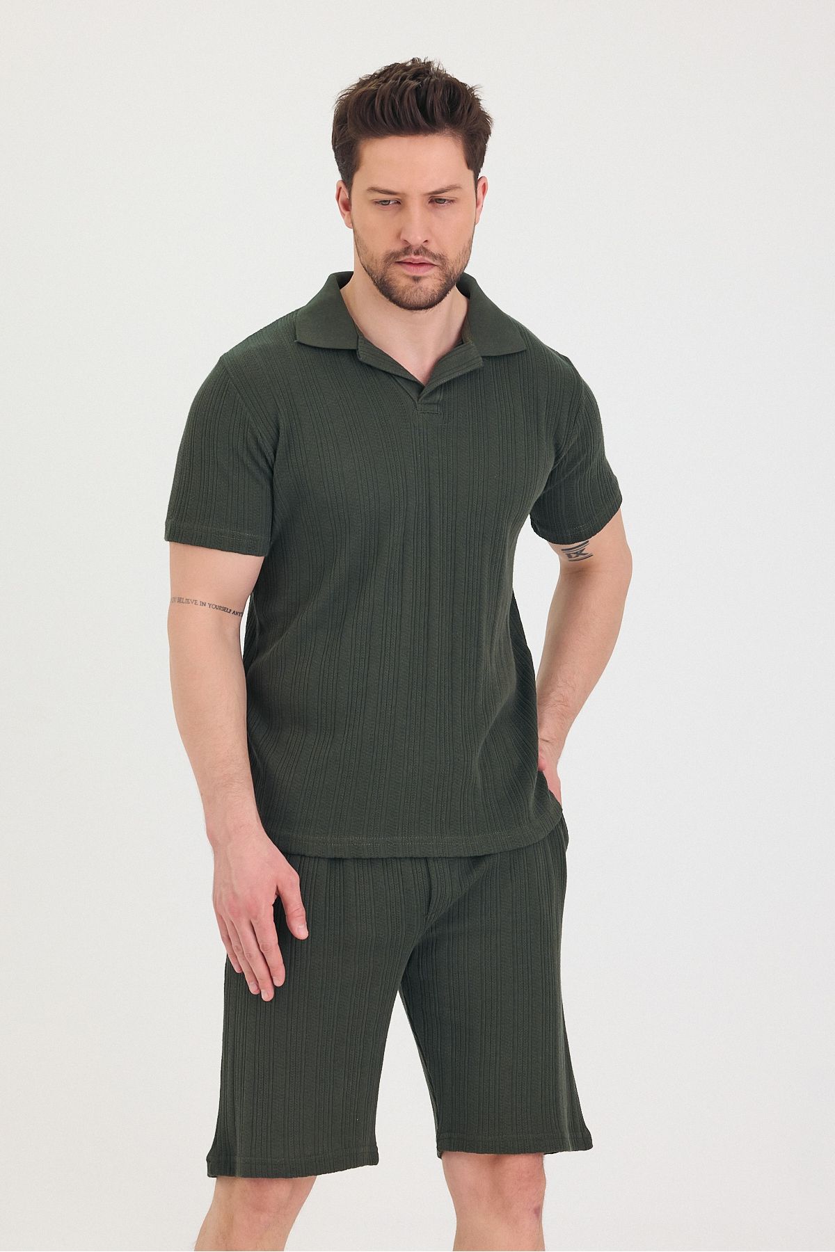 BLUE STREET Erkek Polo Yaka Tshirt Ve Şort Alt Üst Takım