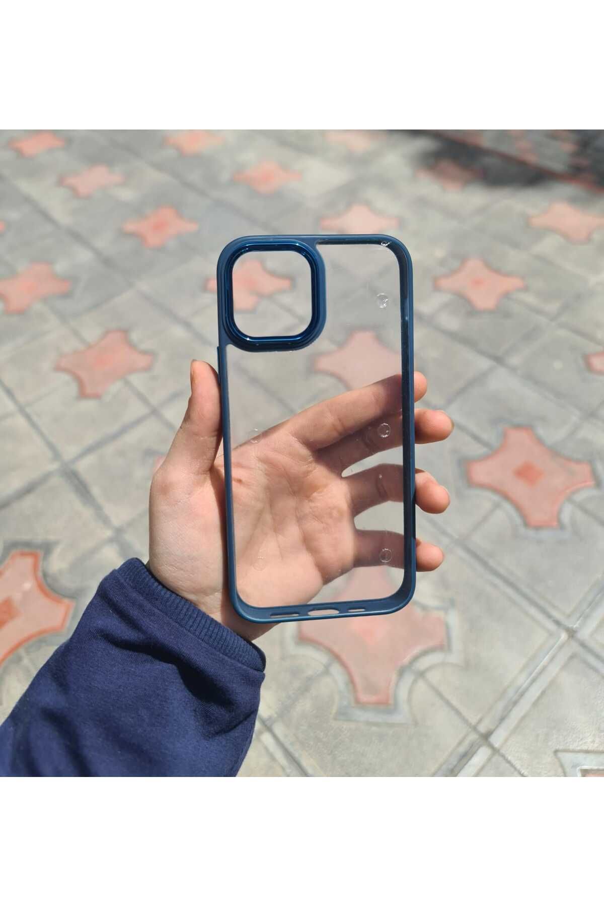 CEP-HANE Apple İphone 12-12Pro Kamera Koruyucu Parlak Kenarları Düz Darbe Emici Premium Arkası Şeffaf Kılıf