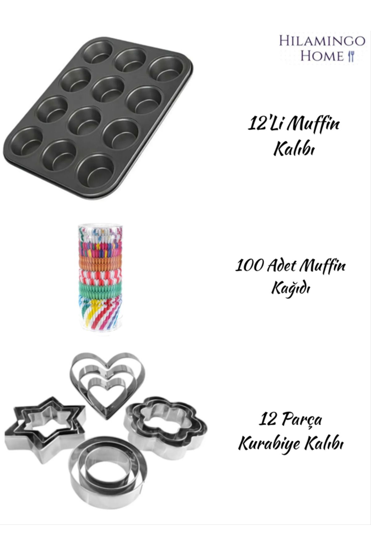 Hilamingo Home Muffin Kalıbı ve Kurabiye Kalıbı Seti