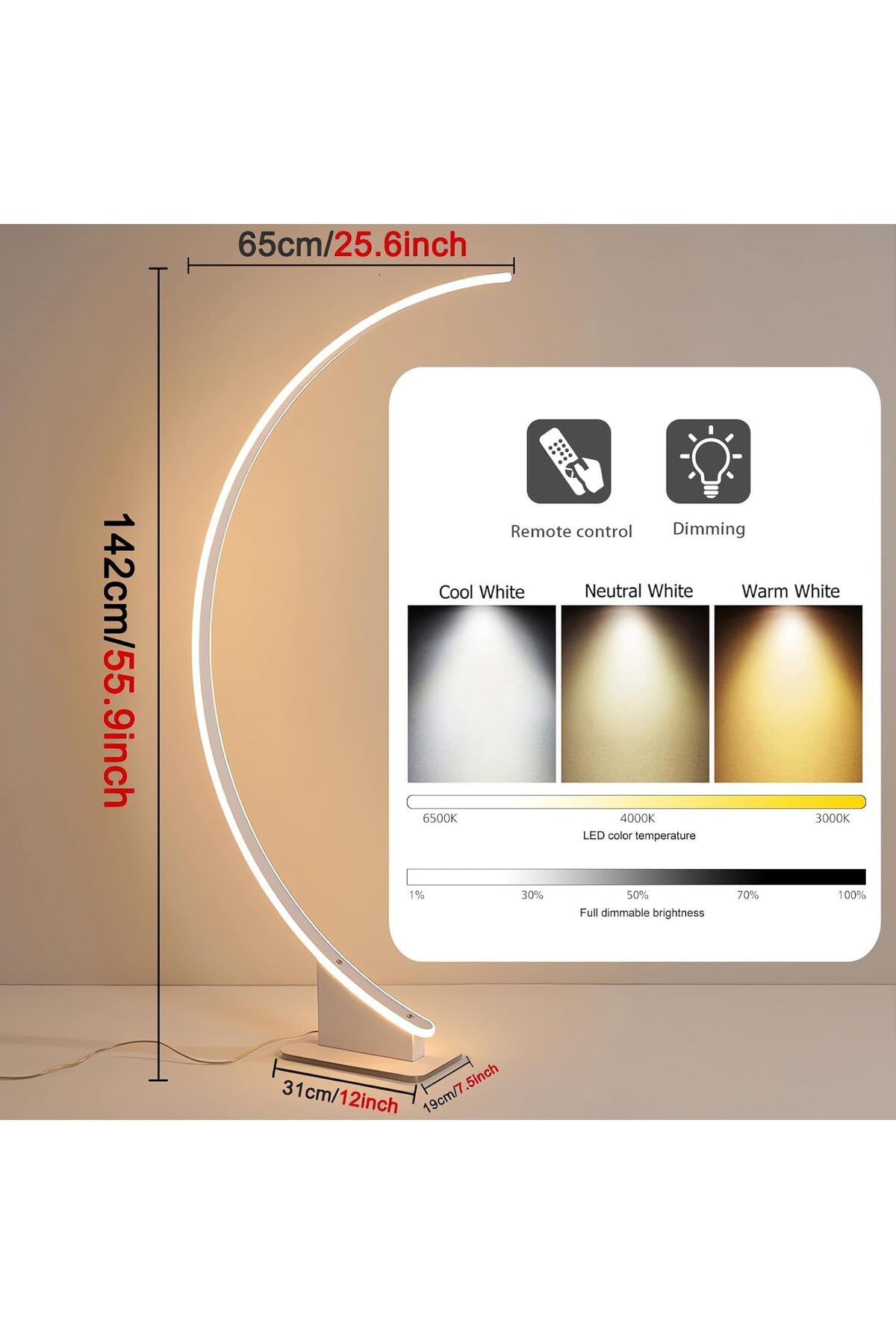 1st-First Modern Slant Floor Lamp with Remote Control 3