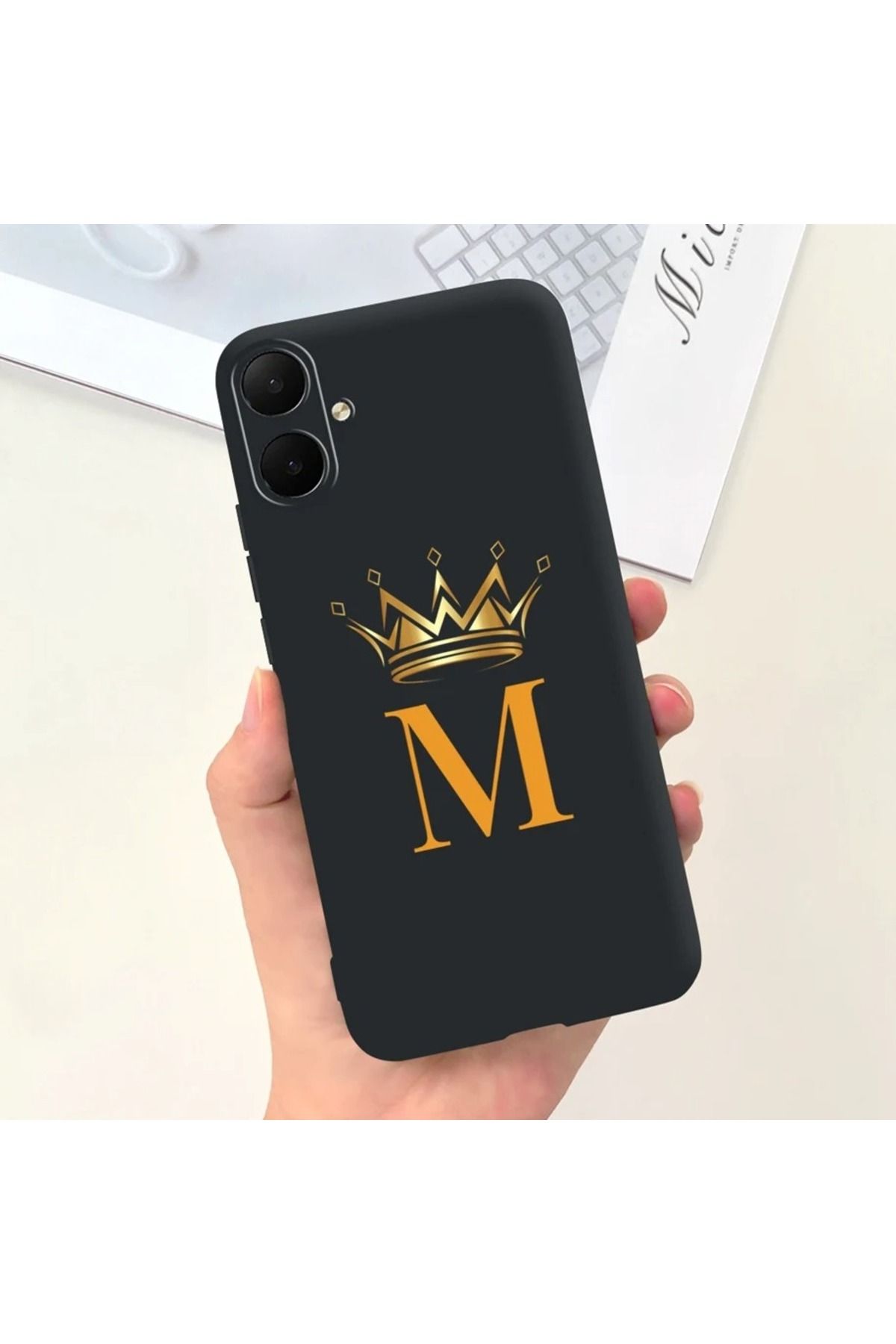 Rotaks Omix X5 Uyumlu Harfli Taç Baskılı Kişiye Özel Silikon Telefon Kılıfı - M