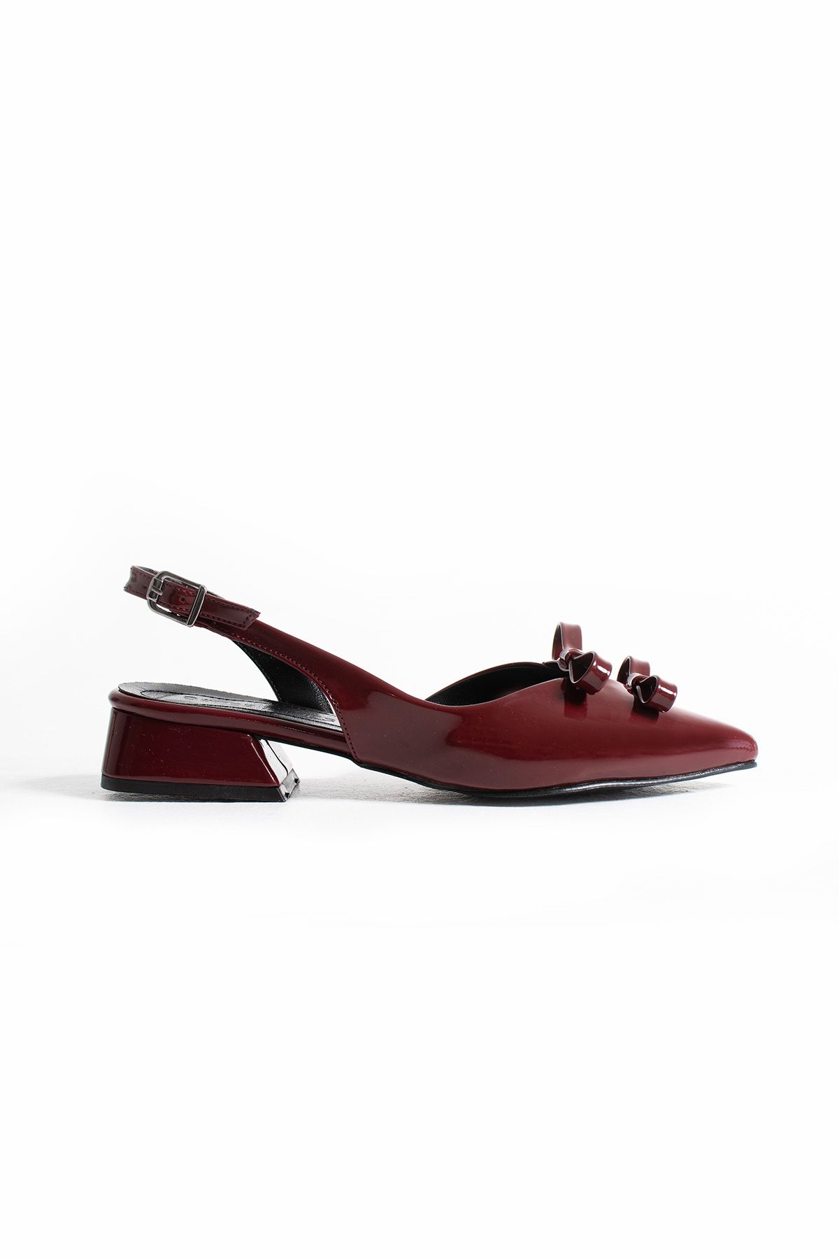 Gökçe Shoes Ritaj Bordo Rugan Fiyonk Detay Kadın Babet Ayakkabı