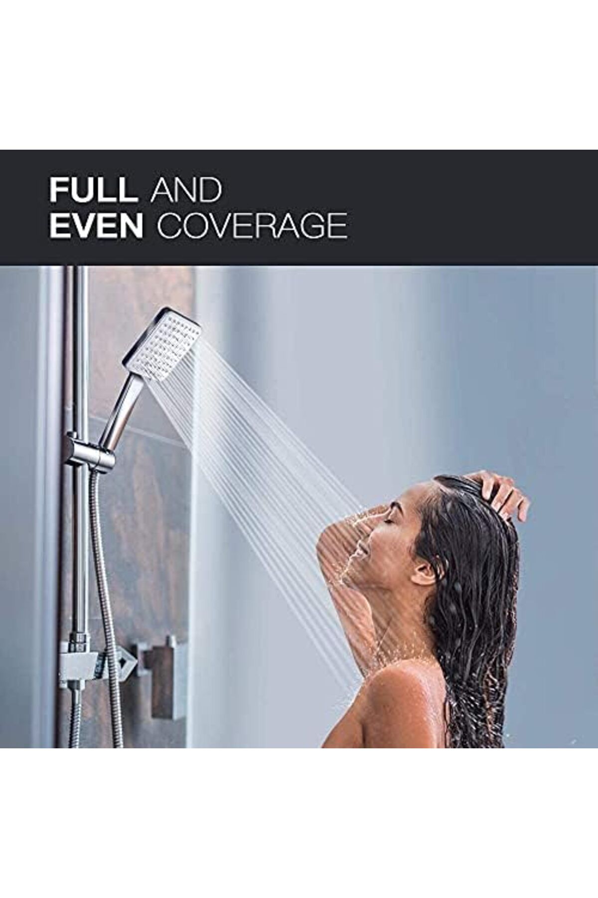 Newentor-Shower Head with Hose Set with 6 Settings Spray Mode, Chrome - 1.5m 8