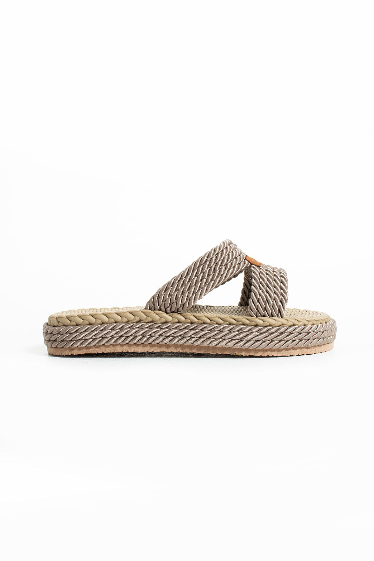 Gökçe Shoes Clever Koyu Bej Halat Detay Kadın Terlik