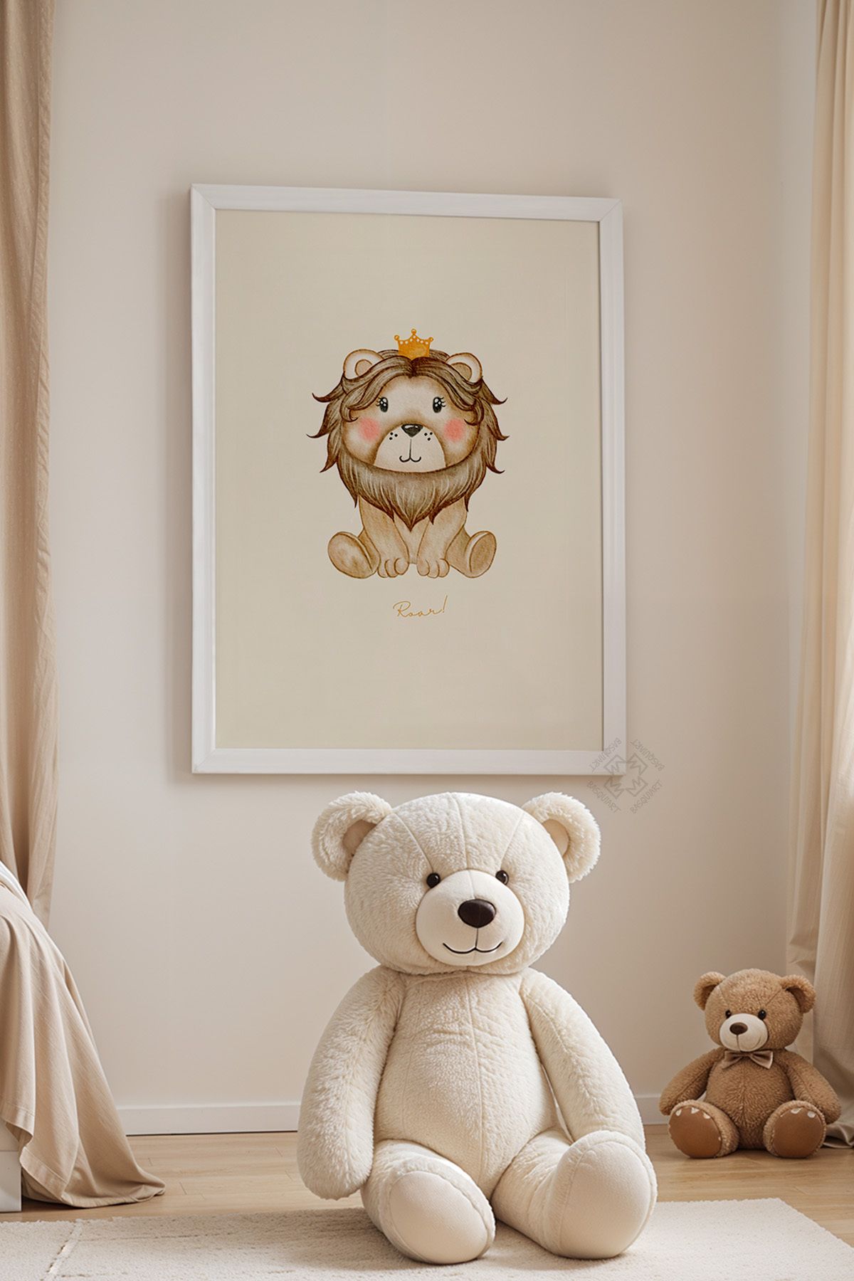 Basquiart Çocuk Odası, Bebek Odası Beyaz Çerçeveli Poster, Tablo No:36