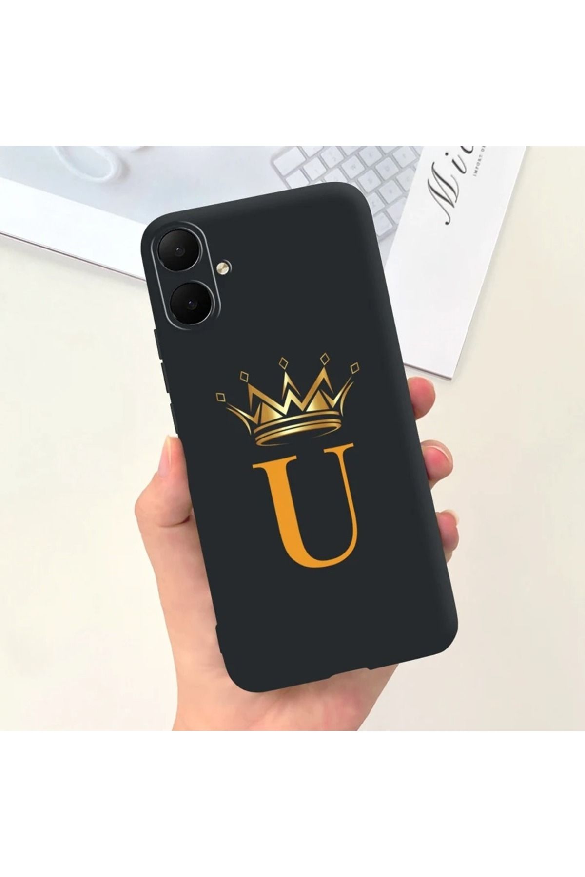 Rotaks Omix X5 Uyumlu Harfli Taç Baskılı Kişiye Özel Silikon Telefon Kılıfı - U
