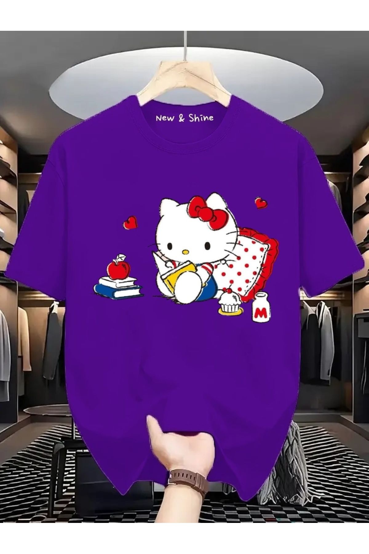 New Shine Hello Kitty Baskılı Oversize T-Shirt