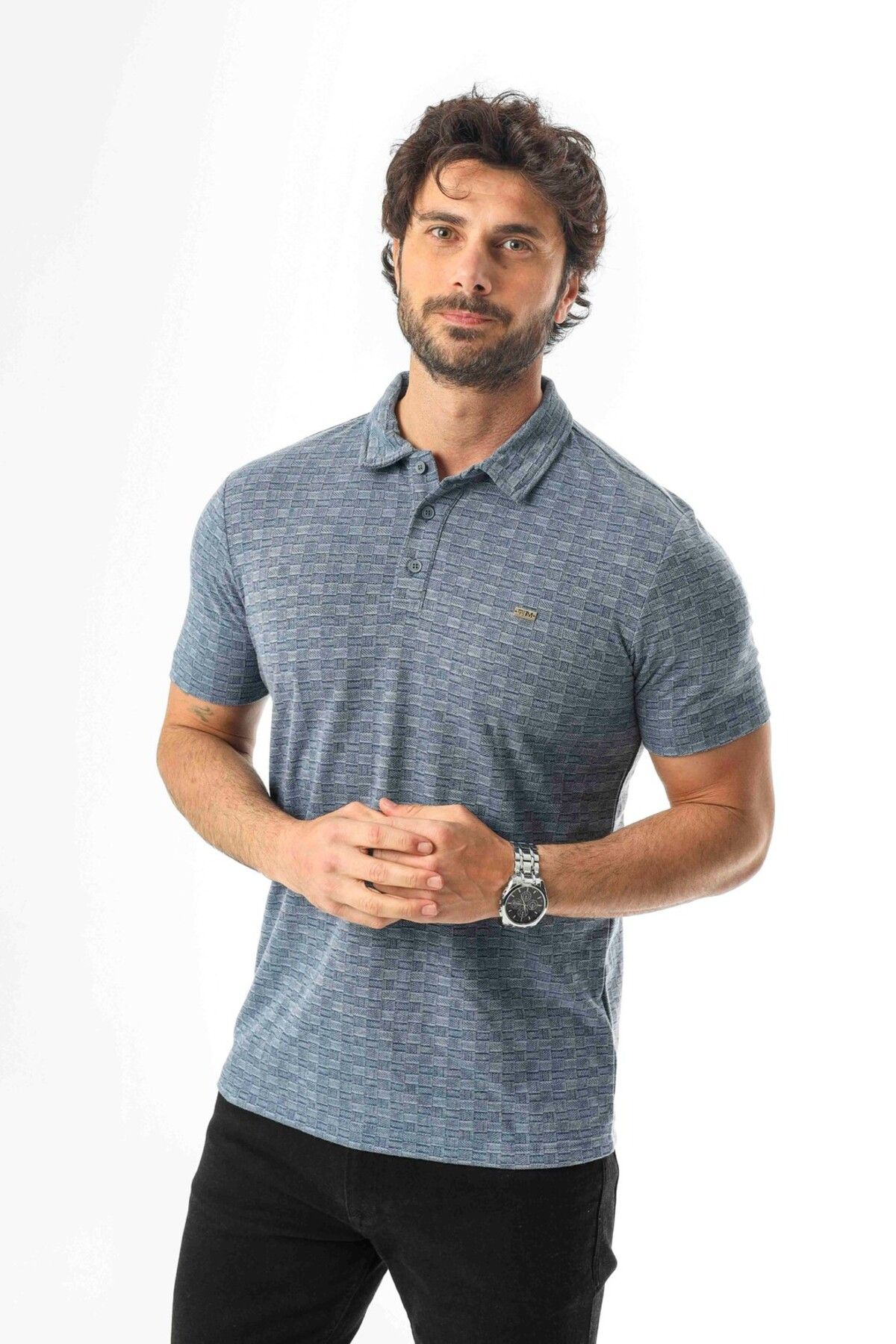 Tony Montana Polo Yaka Düğmeli Erkek Keten T-Shirt-KT-1001