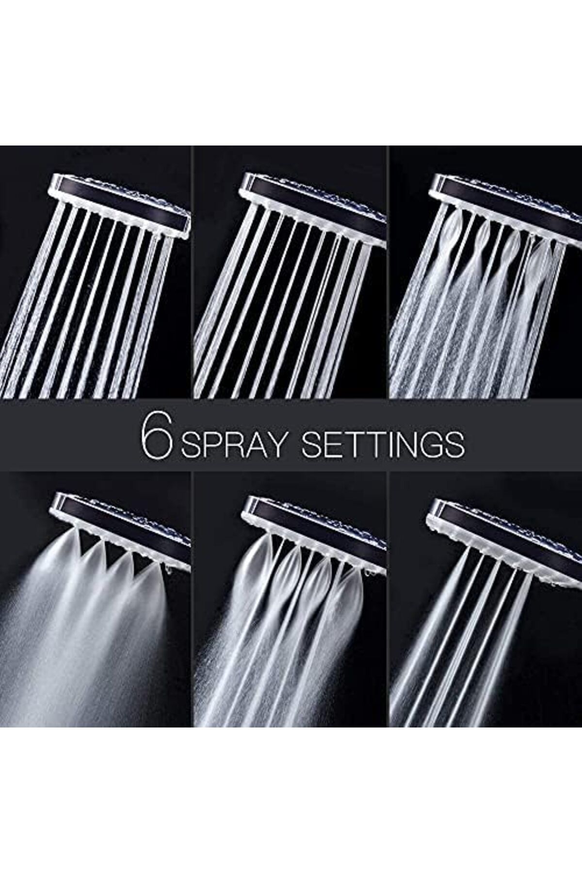 Newentor-Shower Head with Hose Set with 6 Settings Spray Mode, Chrome - 1.5m 4