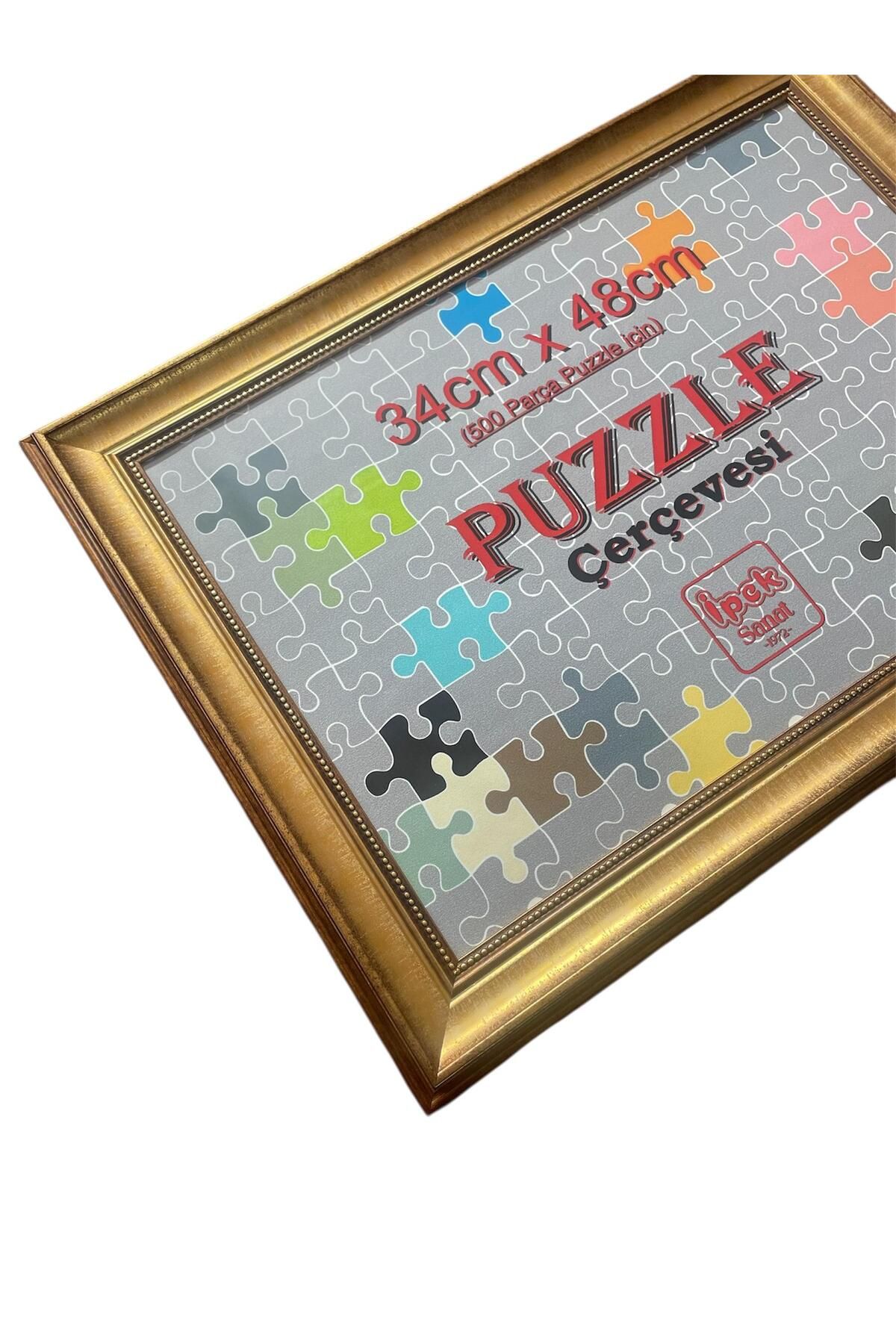 İpek Sanatsal Puzzle Çerçevesi Altın Renk 34x48 Ebat - Yatay veya Dikey - Hakiki Camlı Ürün