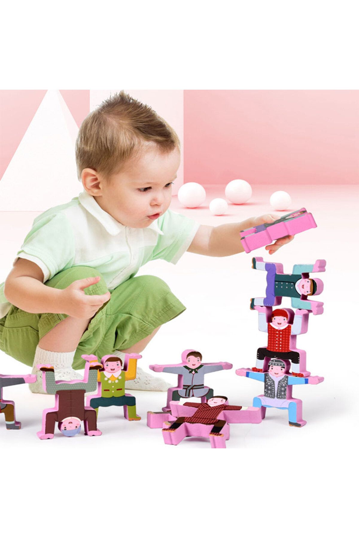 Generic-wooden balanced building block toy set of characters kt-030 3