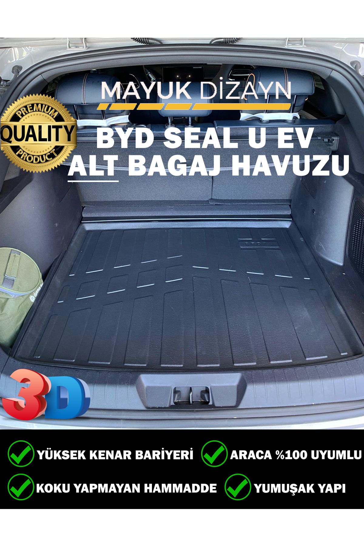 Mayuk Dizayn BYD Seal U EV 2023-2024-2025 Model Araca Özel 3D ALT Bagaj Havuzu