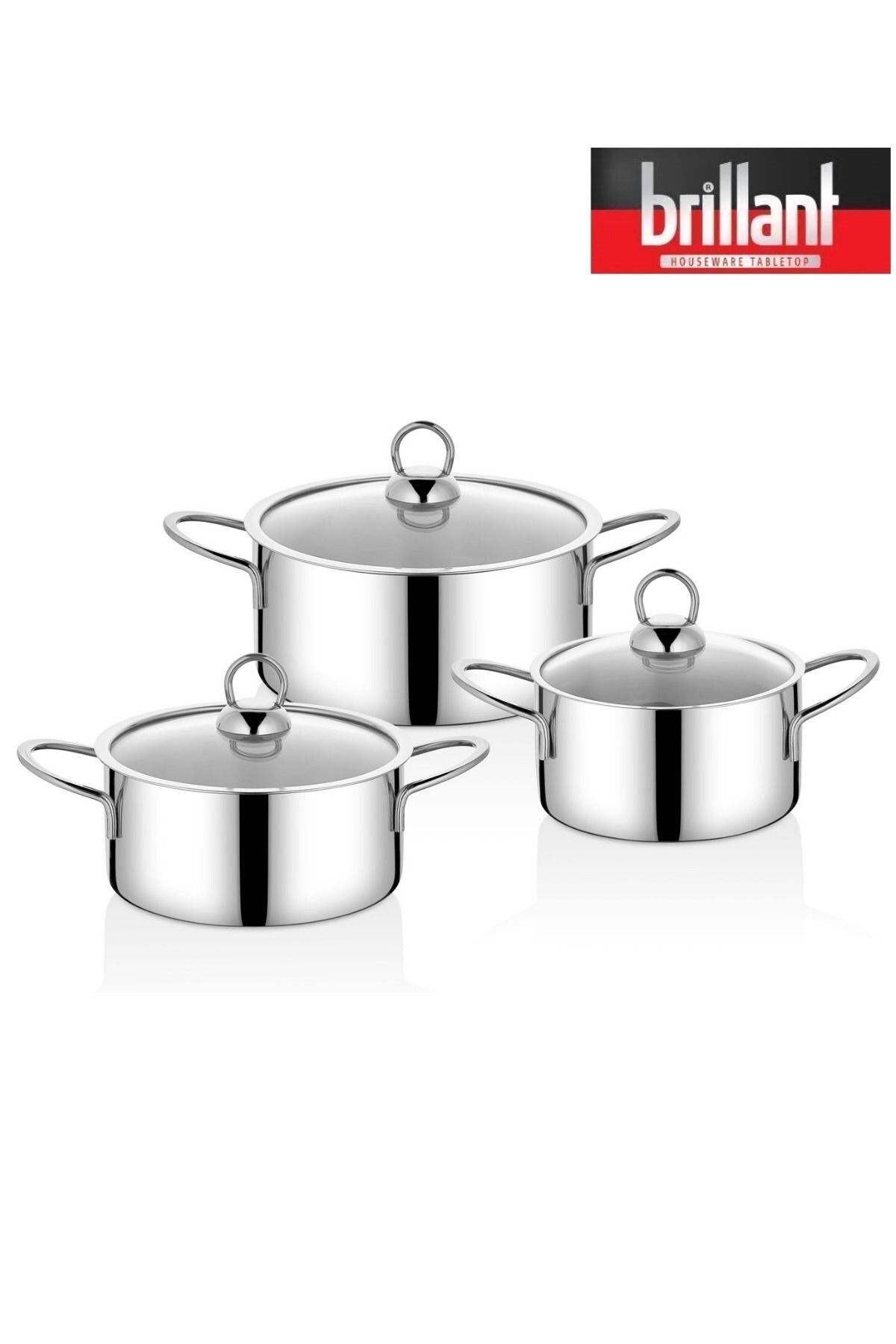 Brillant Çelik Tencere Set 6 Parça 12/14/16 cm Isınmaz Kulp ALGENİP
