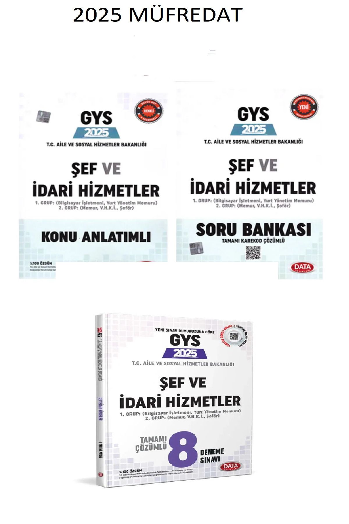 Data Yayınları 2025 GYS Aile VE Sosyal Hizmetler Bakanlığı ŞEF SORU+KONU+8 DENEME 3;LÜ Set