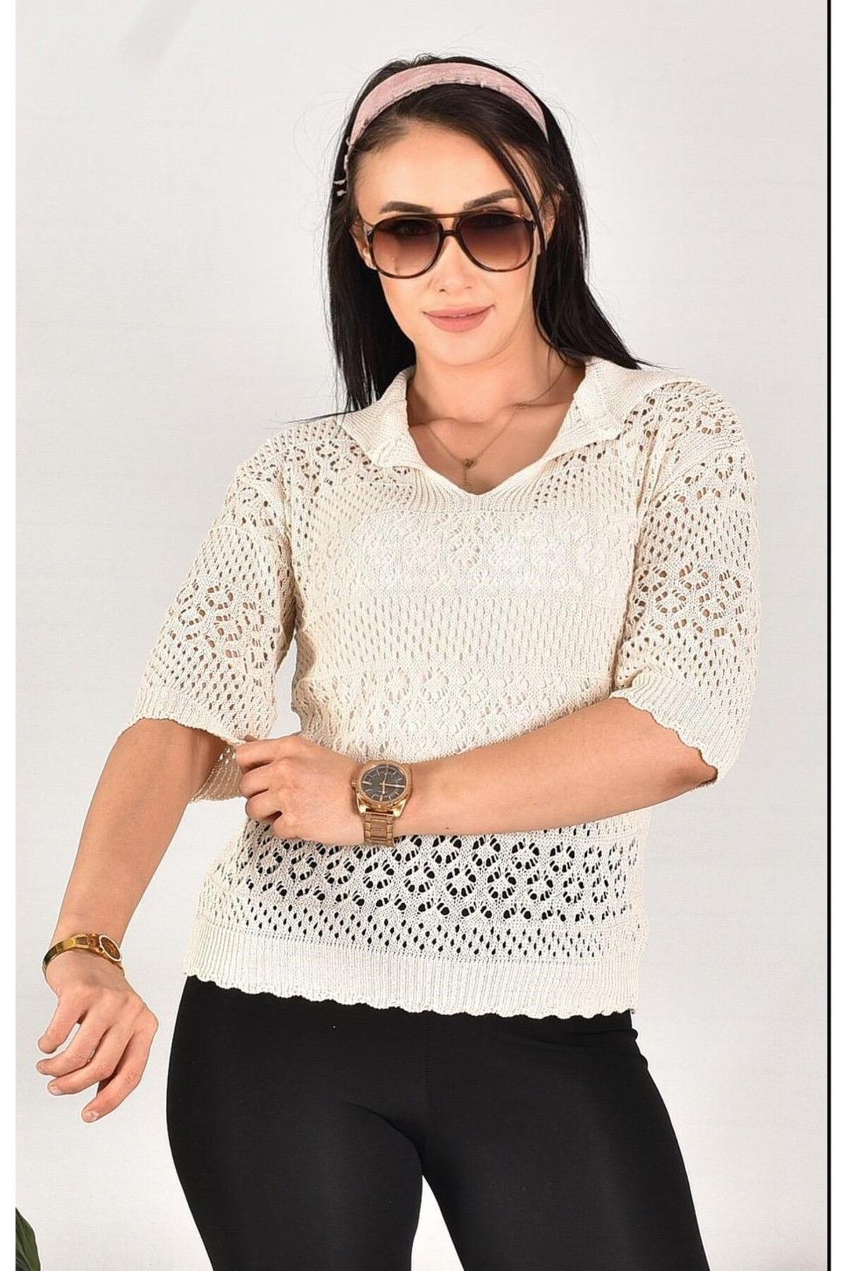 H&E LUXURY DESIGN Kadın Ajurlu Yazlık Kazak