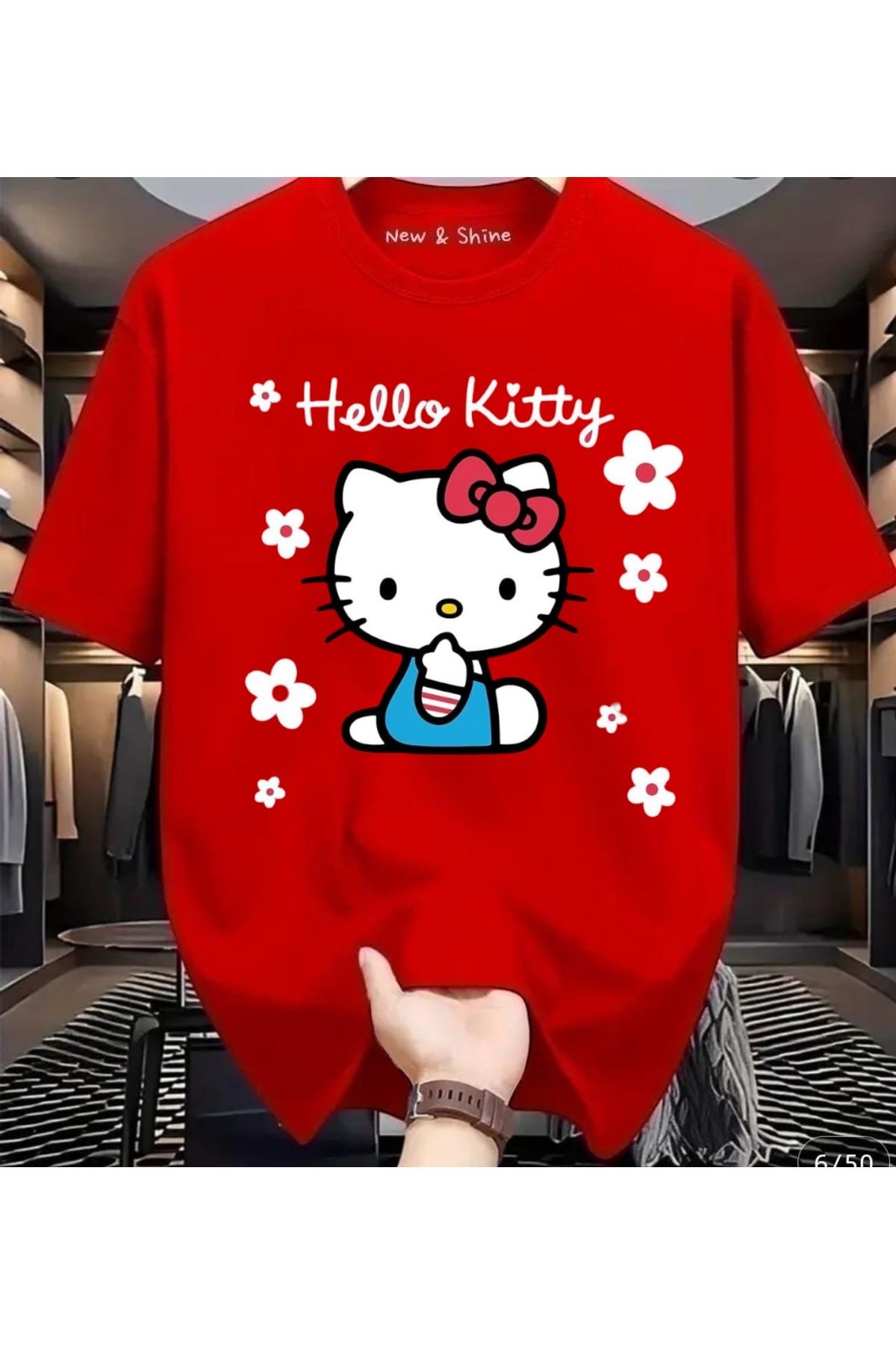 New Shine Hello Kitty Baskılı Oversize T-Shirt