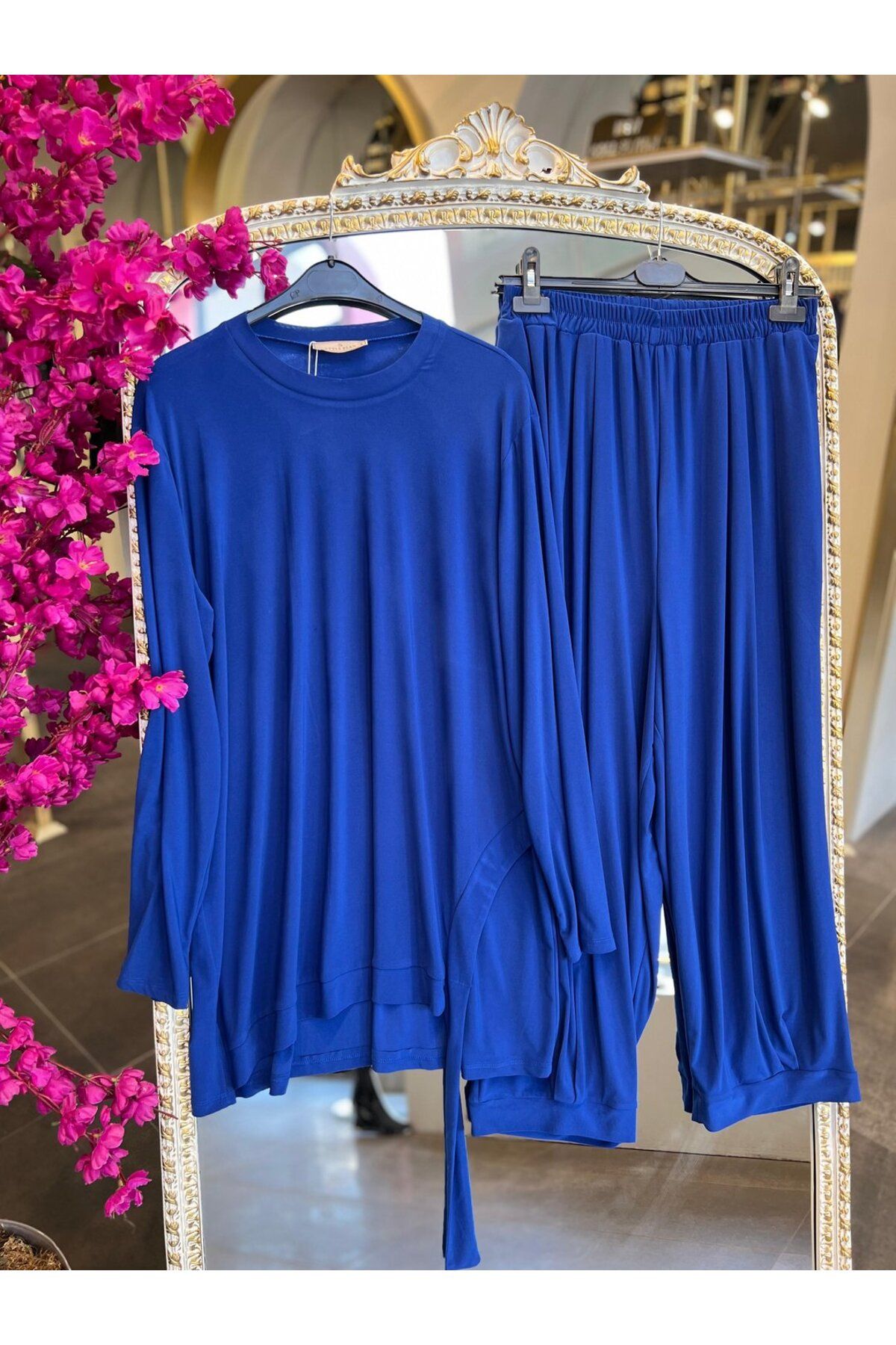 SERAP ESER EXCLUSIVE STYLE ELAN- MAVİ BUZİ ŞALVAR TAKIM