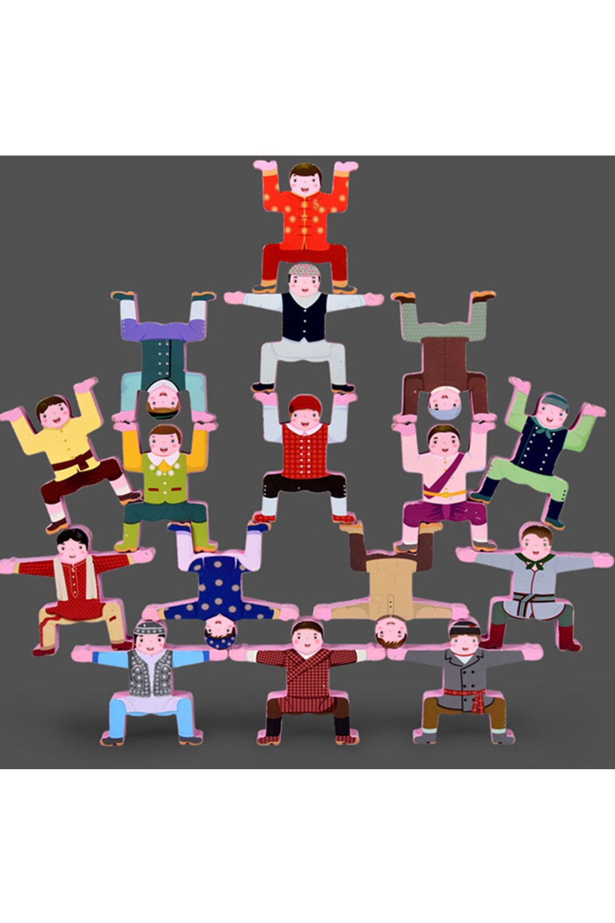 Generic-wooden balanced building block toy set of characters kt-030 6