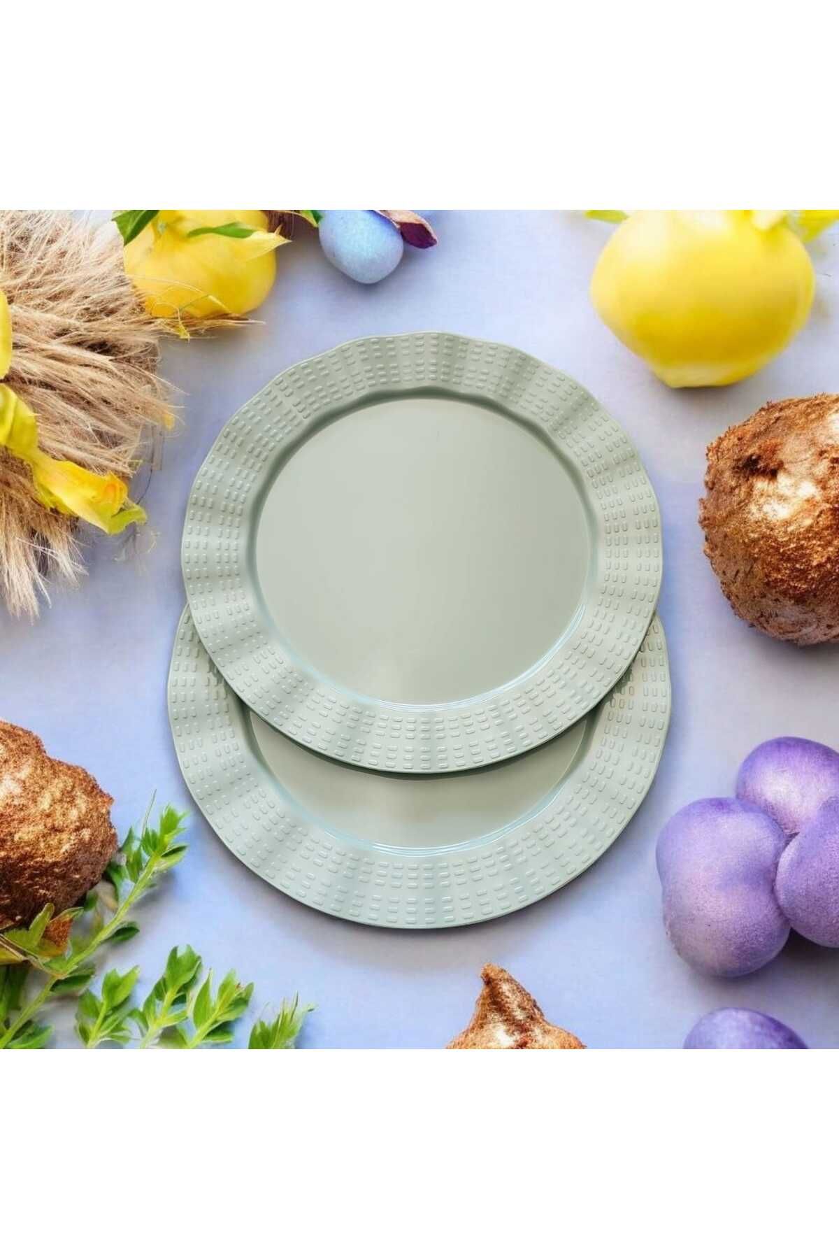 Evinizin Yardımcısı SUNUM & Pasta Malzemeleri & Parti mazeler & Mint Yeşil 19 cm Tabak 6 Adet