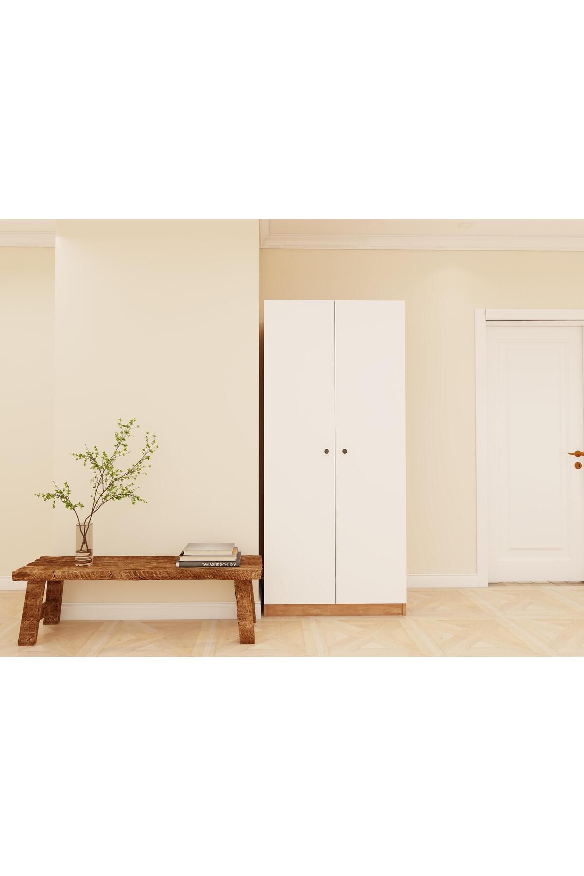 Masif Market Fırtına 2 Kapaklı Gardırop Meşe Rengi
