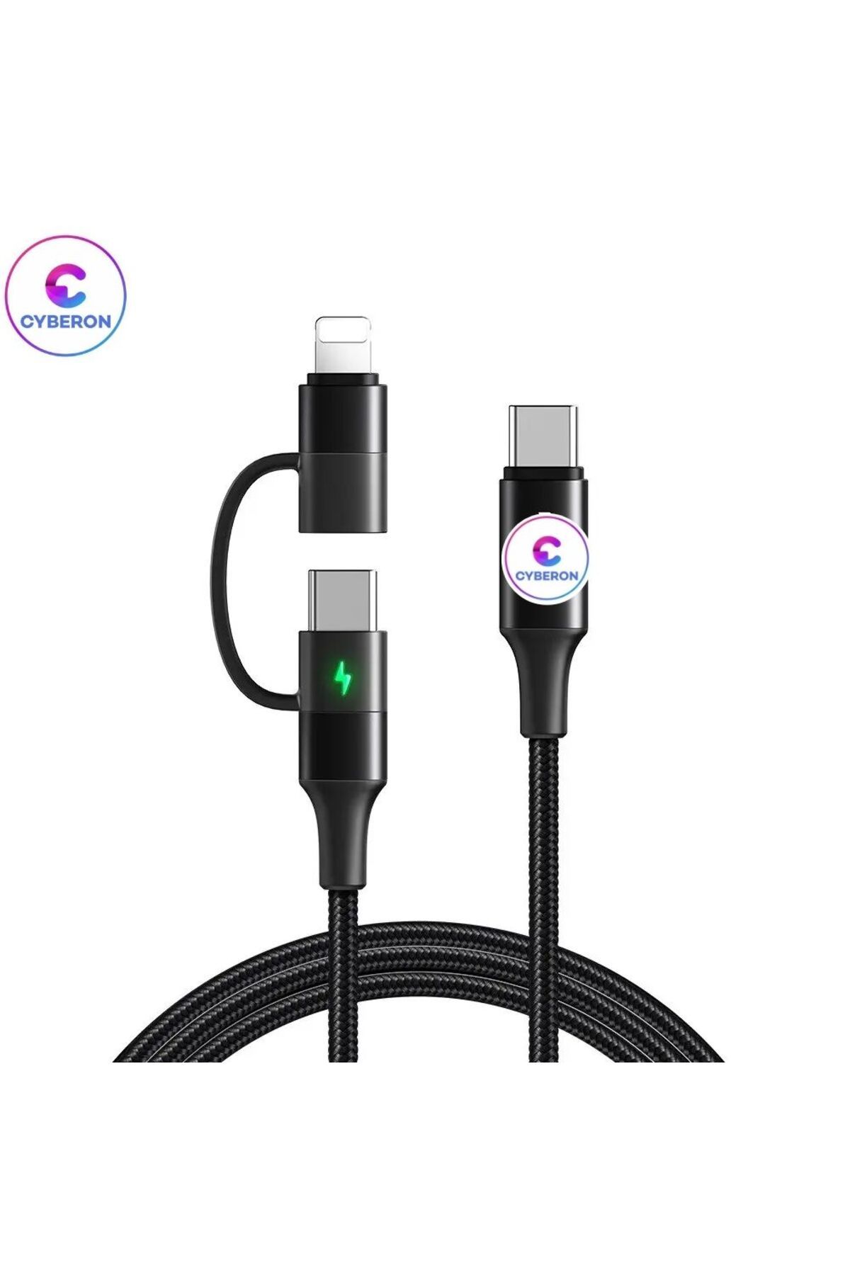 CYBERON Usb Type-c To Type-c Lightning Microusb,1.2m 60 Watt 6 In 1 Hızlı Şarj Ve Data Kablosu
