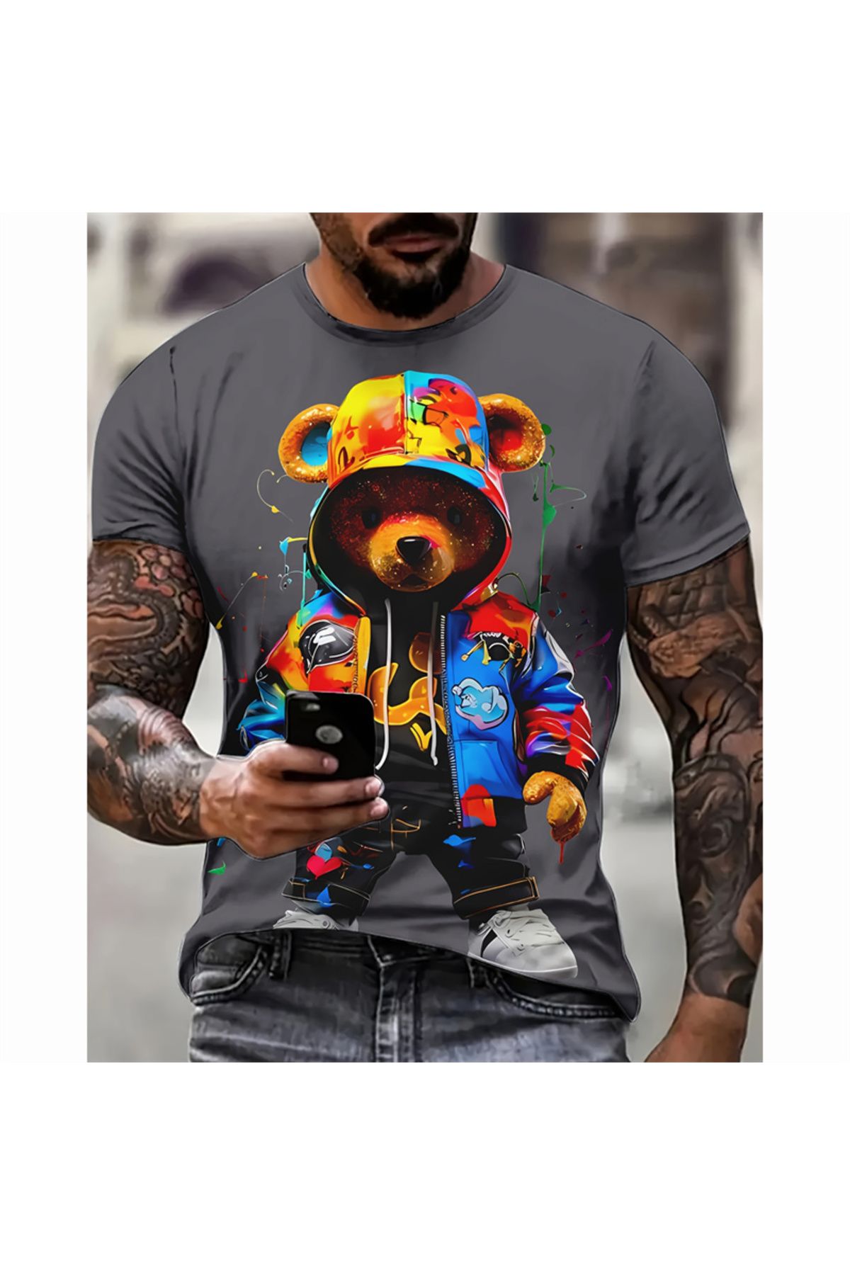 ship master Unisex Baskı Detaylı Oversize Basit T-shirt