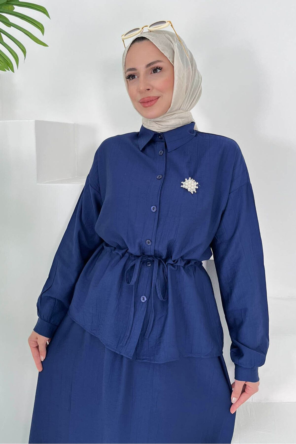 TOFİSA Bröşlü Etekli Takım Lacivert - 27008