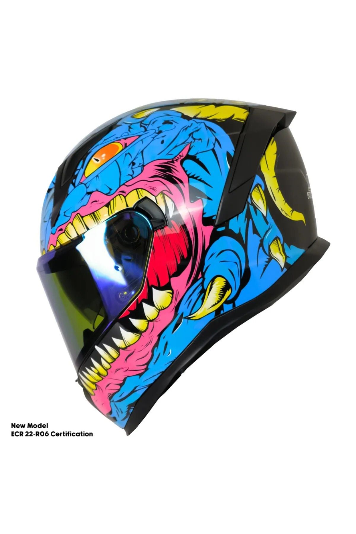 ebakbak Motosiklet Kask Ece 22.R06 Güneş Vizörlü Full Face Motor Kaskı Kraken
