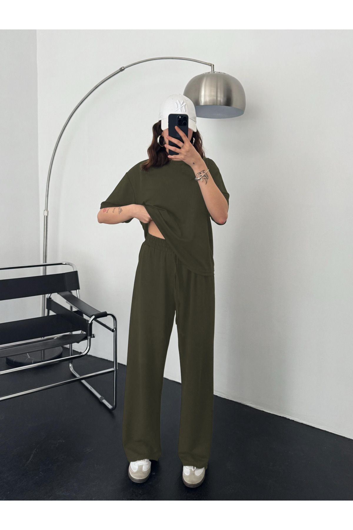 YAKAMEL Kadın Modal Penye Yüksek Bel Oversize Alt Üst Takım