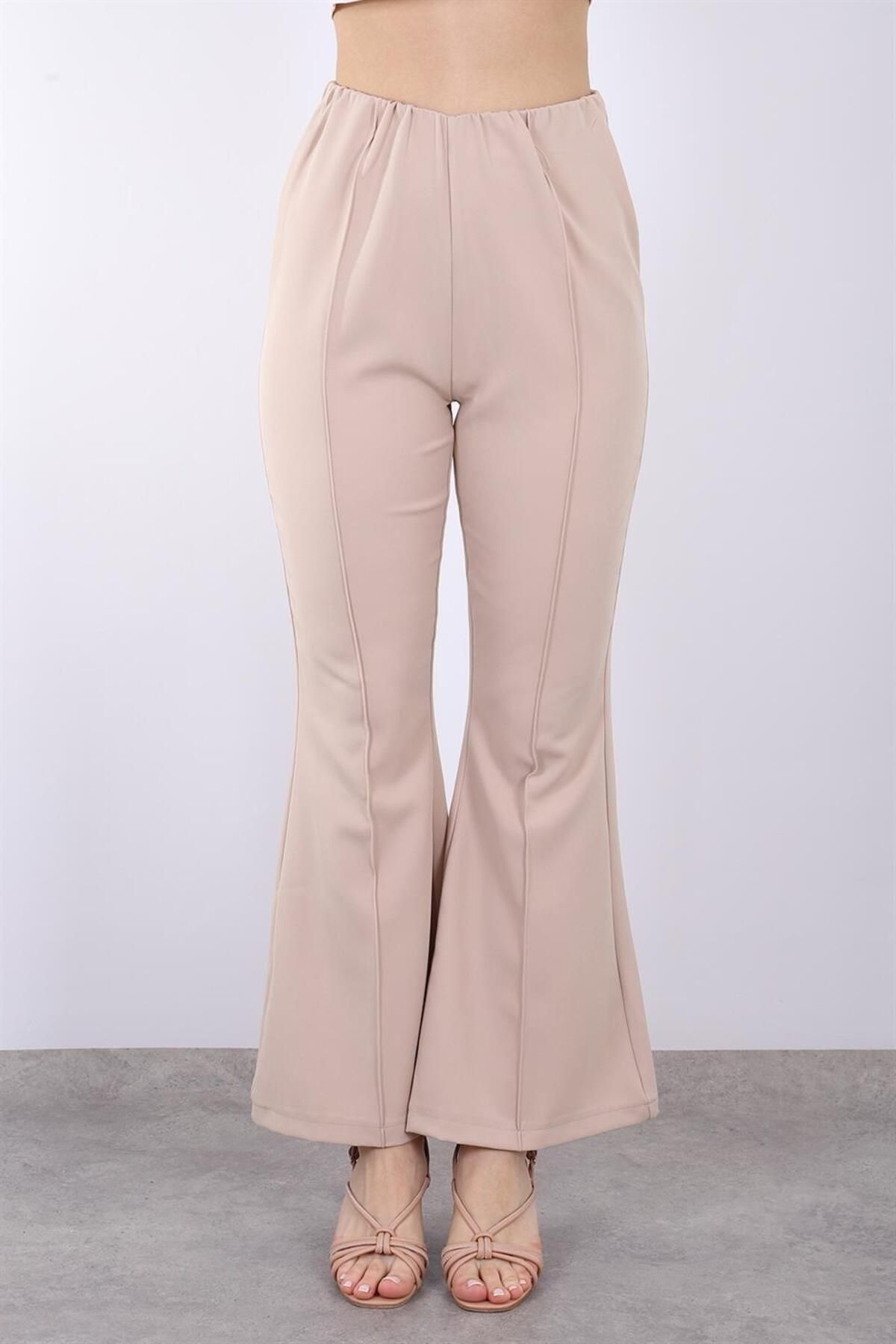 Puane Kadın Trousers Yüksek Bel Lastikli İspanyol Pantolon Soul 18114