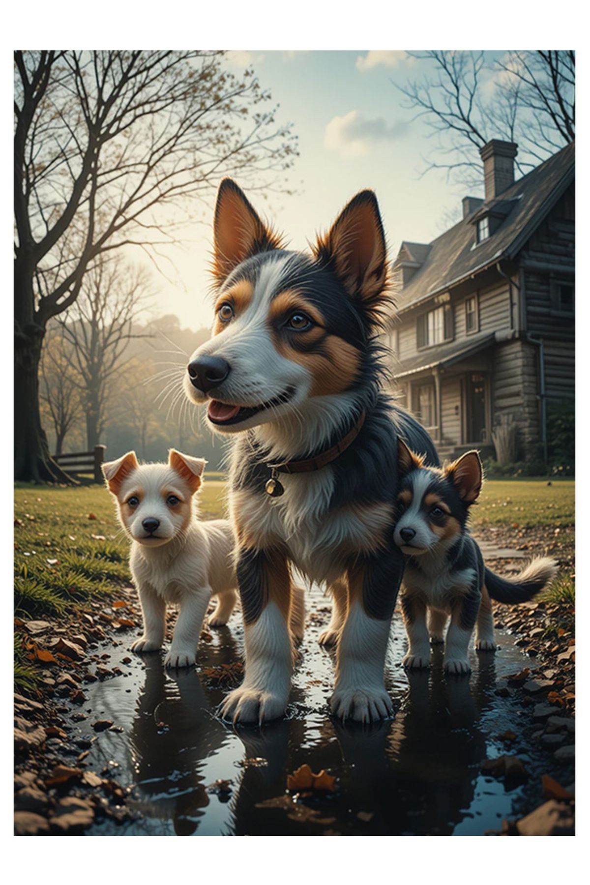 Bedeko Köpek Ailesi Mdf Tablo