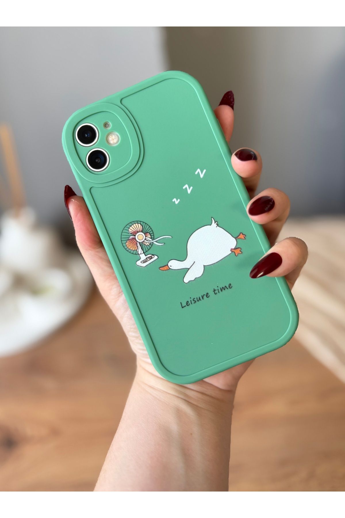 MirazTasarim IPHONE 11 YEŞİL ÖRDEK DESENLİ SEVİMLİ KILIF