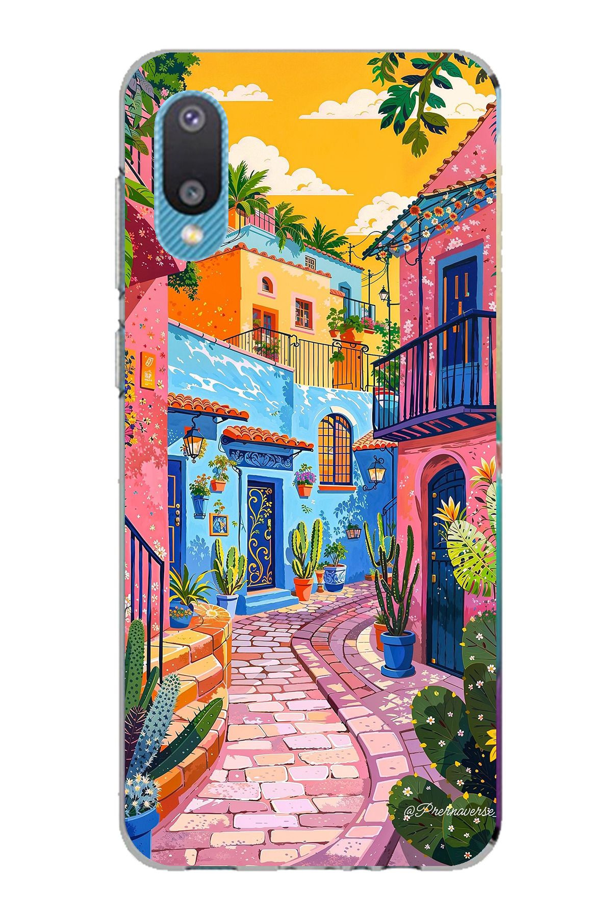 TechTree Galaxy A02 Uyumlu Renkli Sanat Sokak Silikon Kılıf