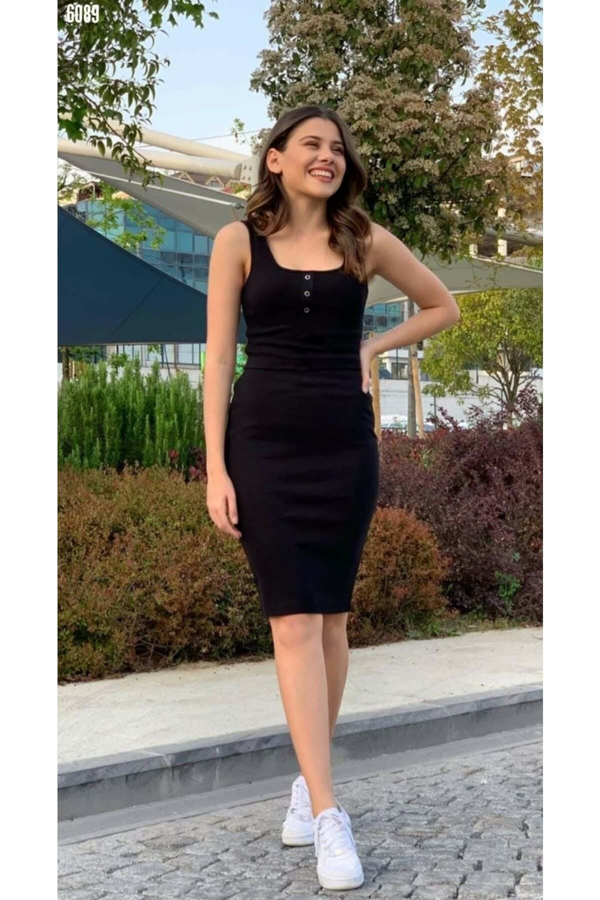 segrock Kadın U Yaka Kaşkorse Askılı Elbise