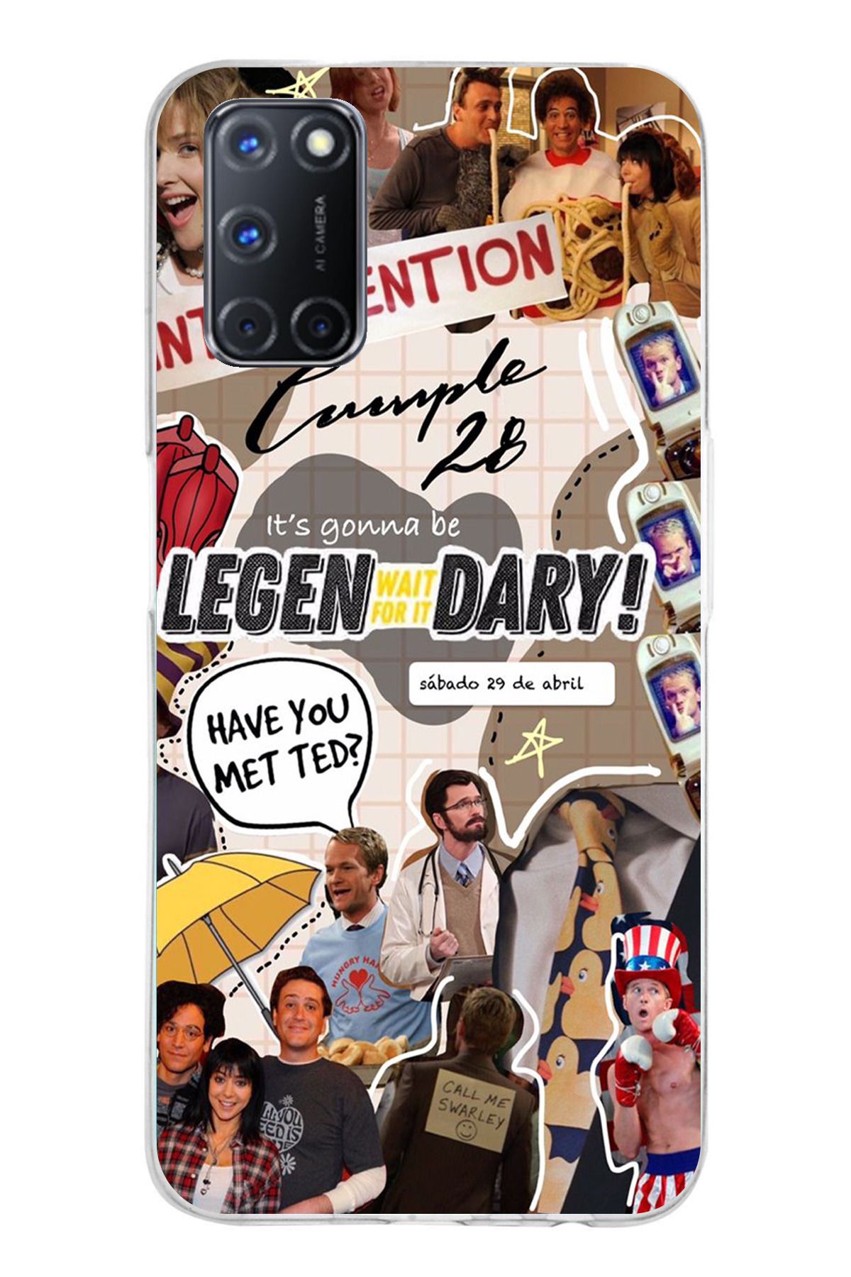 TechTree OPPO A52 - A72 - A92 Uyumlu Retro Gazete How i met your mother Tasarımlı Şeffaf Silikon Kılıf
