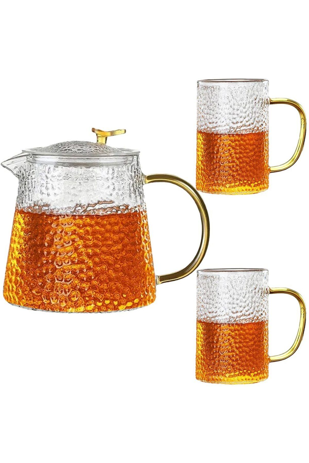 Quasar & Co. Set Ceainic Cu 2 Cani Quasar & Co. , Cu Infuzor, 1000 Ml/2x350 Ml, Sticla Borosilicata, Transparent - One Size
