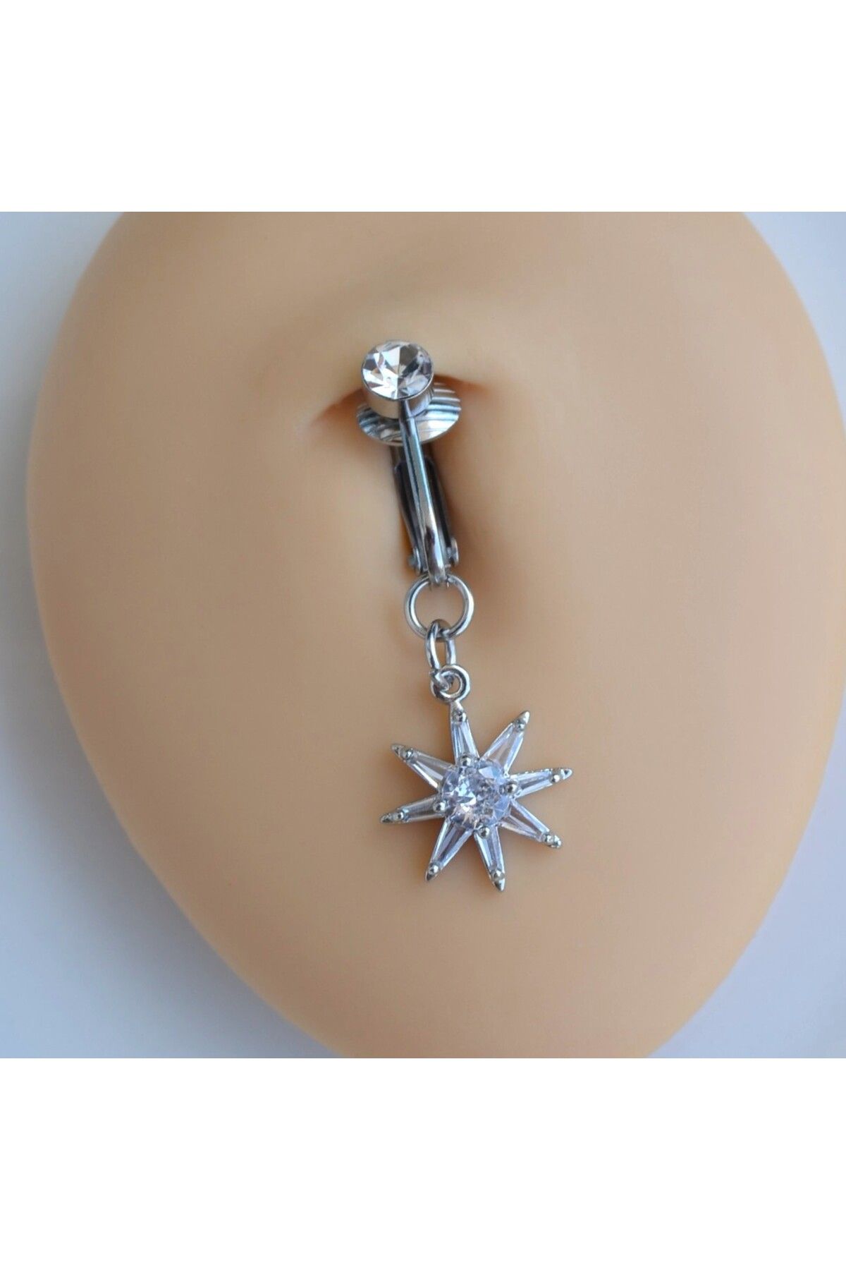 Heppii Deliksiz Kuzey Yıldızı Sallantılı Sıkıştırma Klipsli Göbek Piercingi Belly Piercing