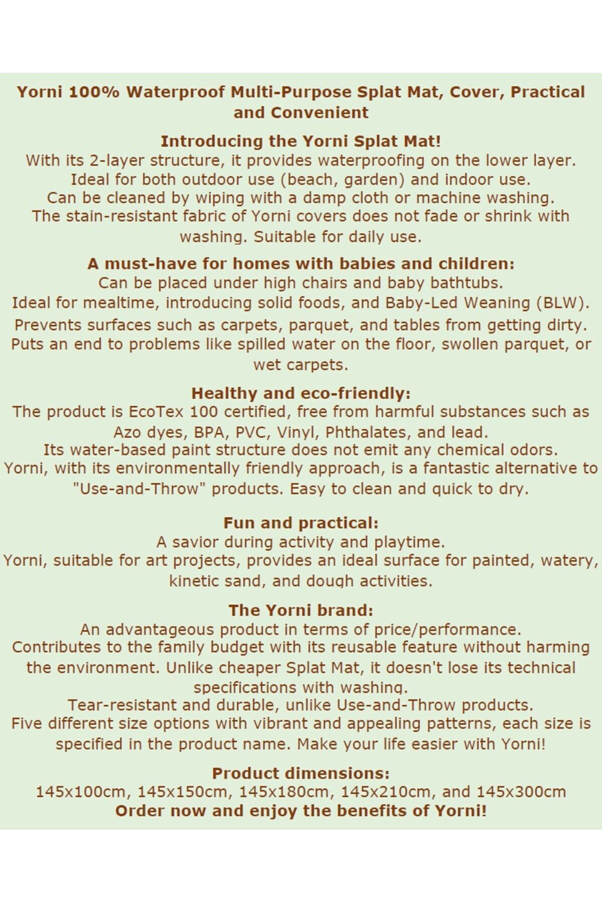 yorni 145x300cm Zoo Su Geçirmez, Yer/masa Örtüsü, Aktivite, Yemek Ve Oyun Için, Doğa Dostu Ve Çevreci, fotoğrafı 4 (önizleme)