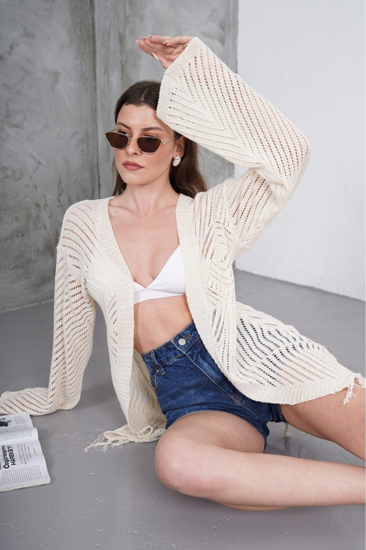 H&E LUXURY DESIGN Kadın Ajurlu Yazlık Hırka