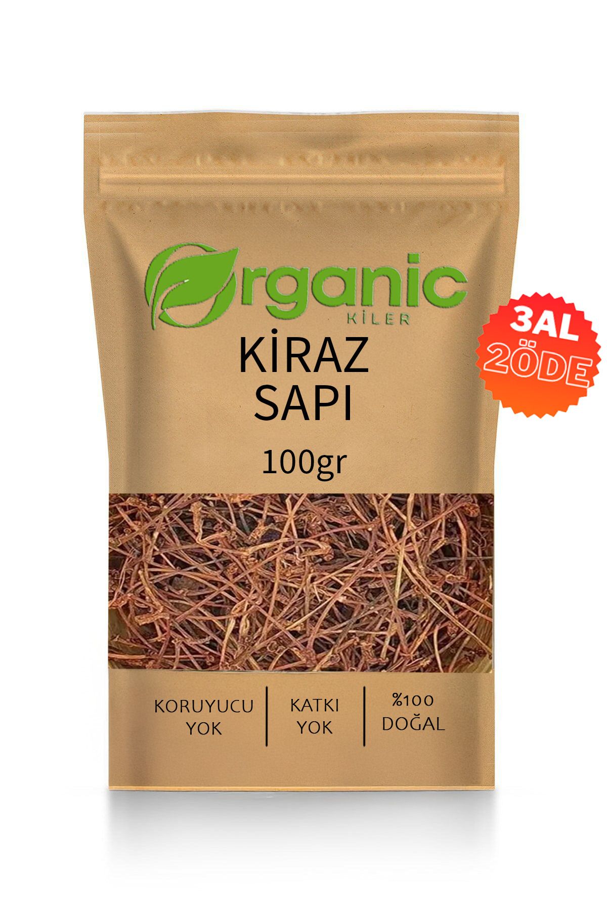 Organic Kiler Kiraz Sapı 100gr. Katkısız Doğal, Kiraz Sapı Çayı, Kurutulmuş & Organik