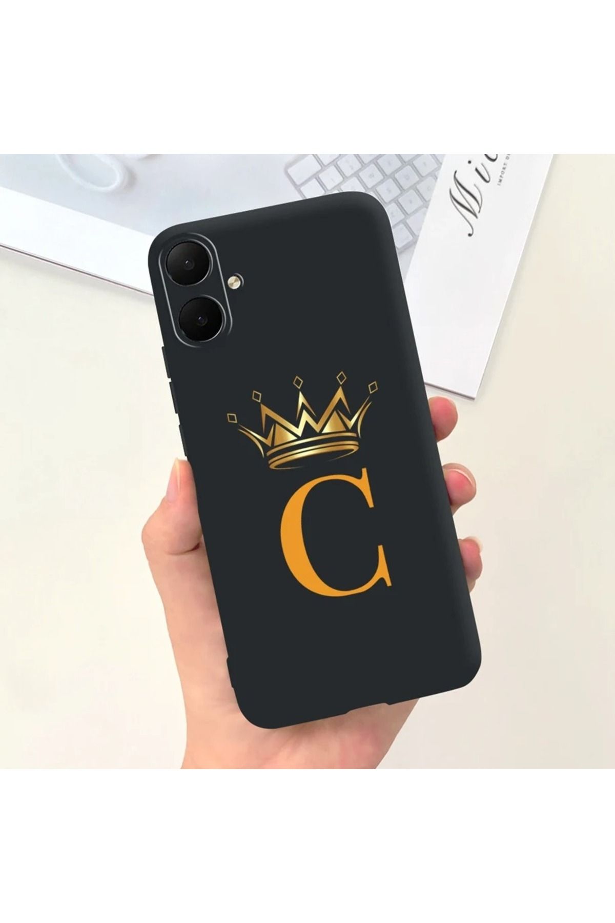Rotaks Omix X3 Uyumlu Harfli Taç Baskılı Kişiye Özel Silikon Telefon Kılıfı - C
