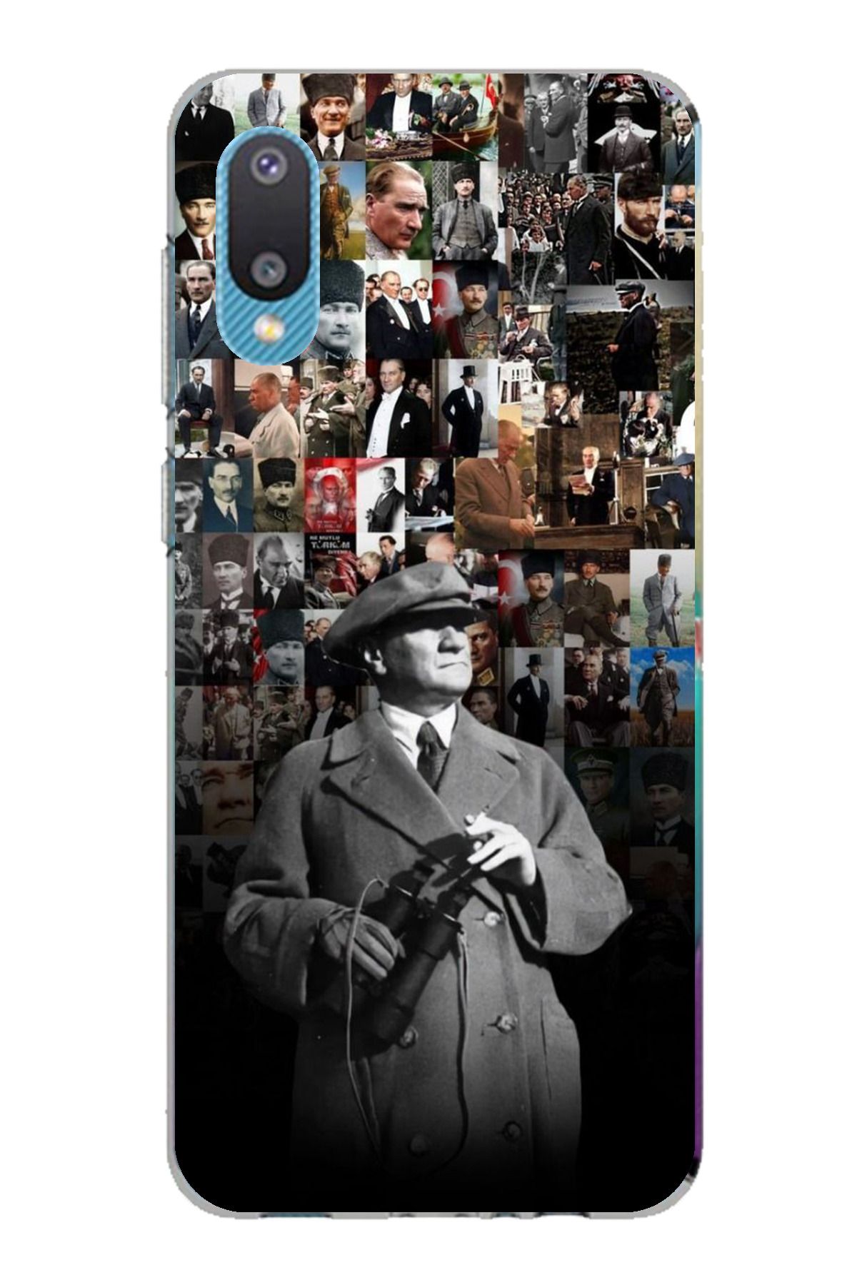 TechTree Galaxy A02 Uyumlu Atatürk Portre Kolaj Şeffaf Silikon Kılıf