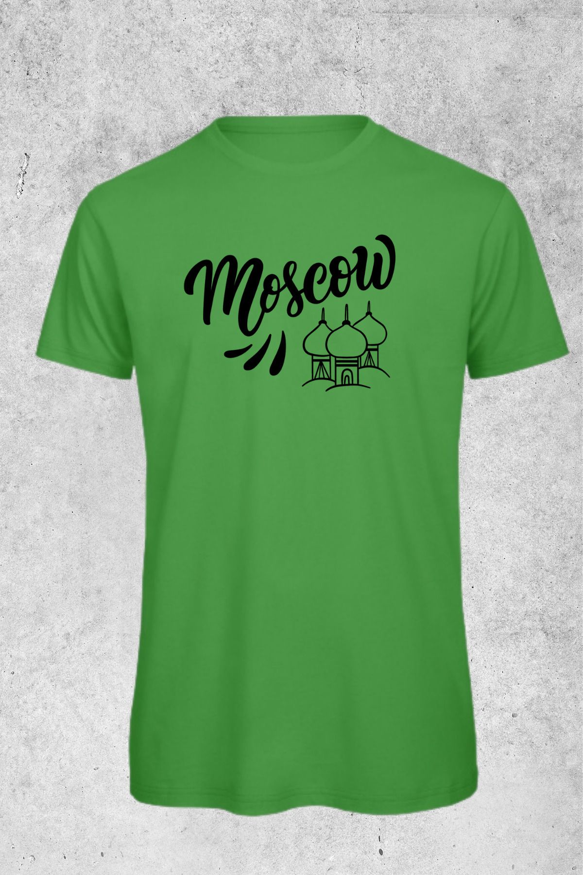 MOLICO Basic unisex sıfır yaka kısa kollu Moscow baskılı tshirt