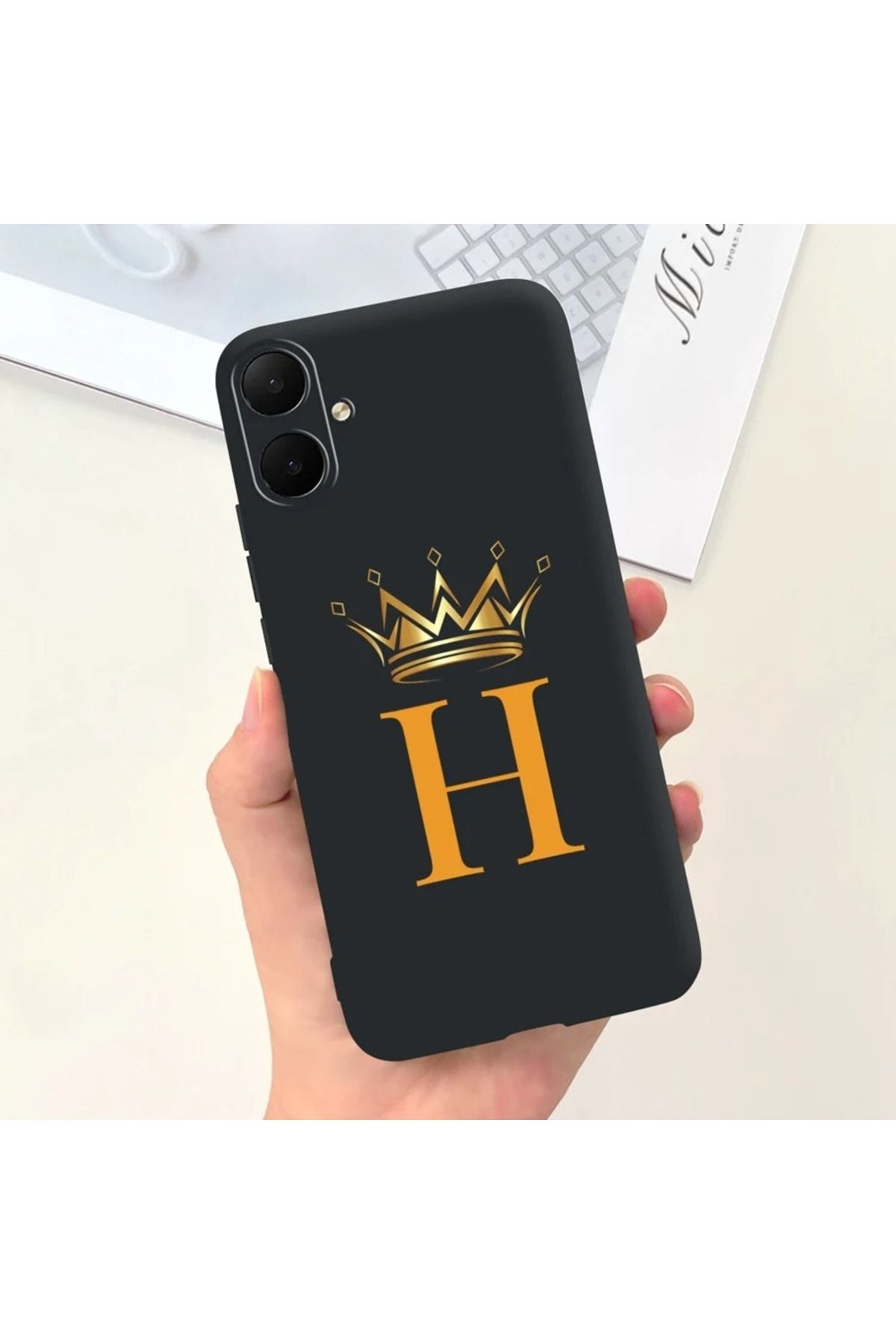 Rotaks Omix X3 Uyumlu Harfli Taç Baskılı Kişiye Özel Silikon Telefon Kılıfı - H