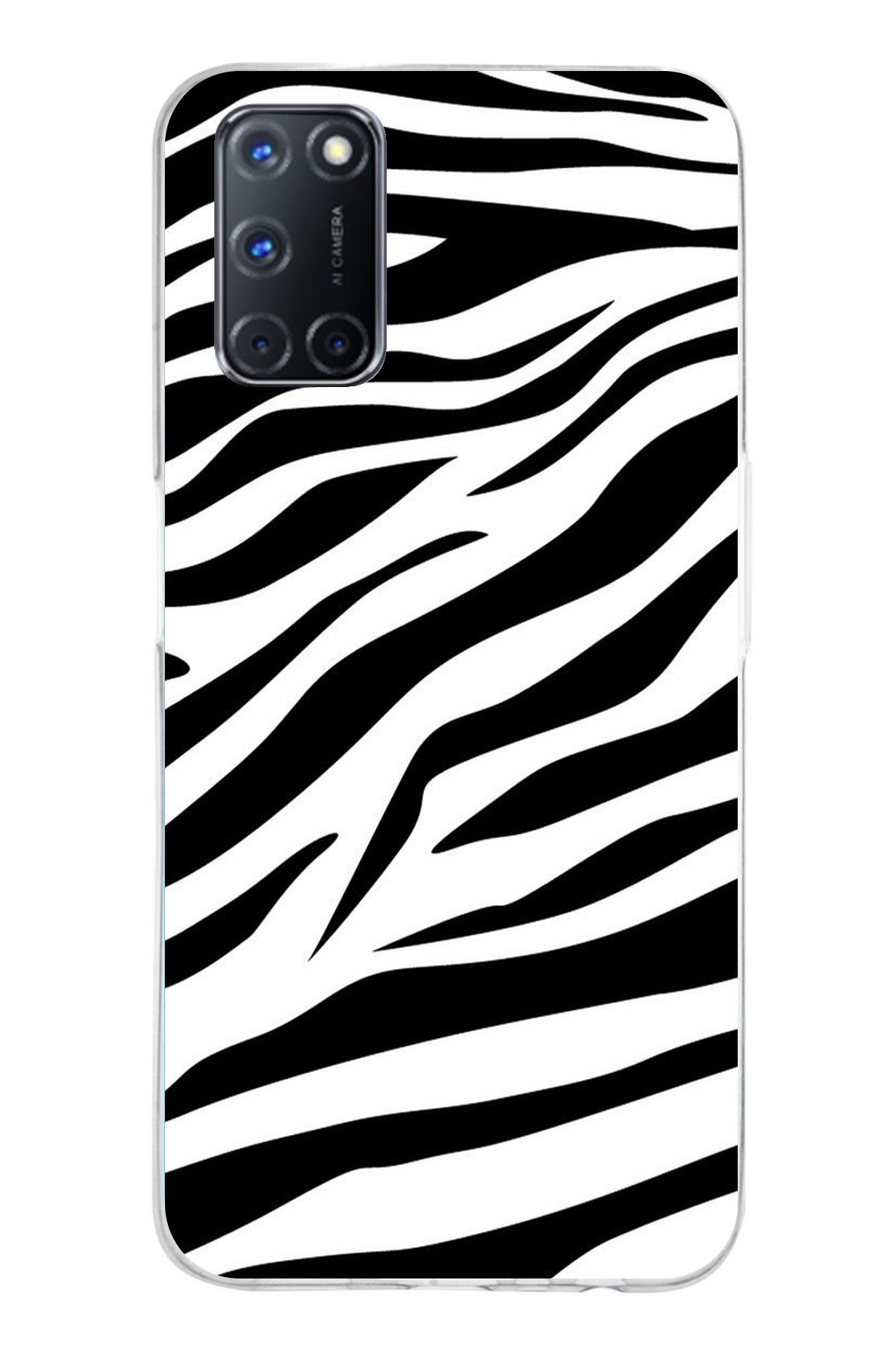 TechTree OPPO A52 - A72 - A92 Uyumlu Zebra Tasarımlı Şeffaf Silikon Kılıf