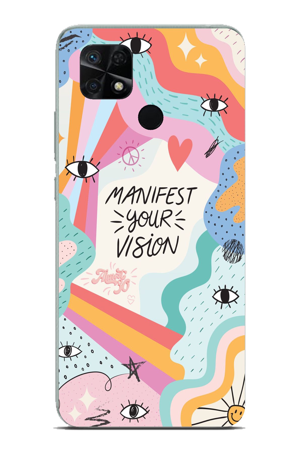 TechTree Redmi 10C - POCO C40 Uyumlu Manifest your vision Vizyon Tasarımlı Şeffaf Silikon Kılıf