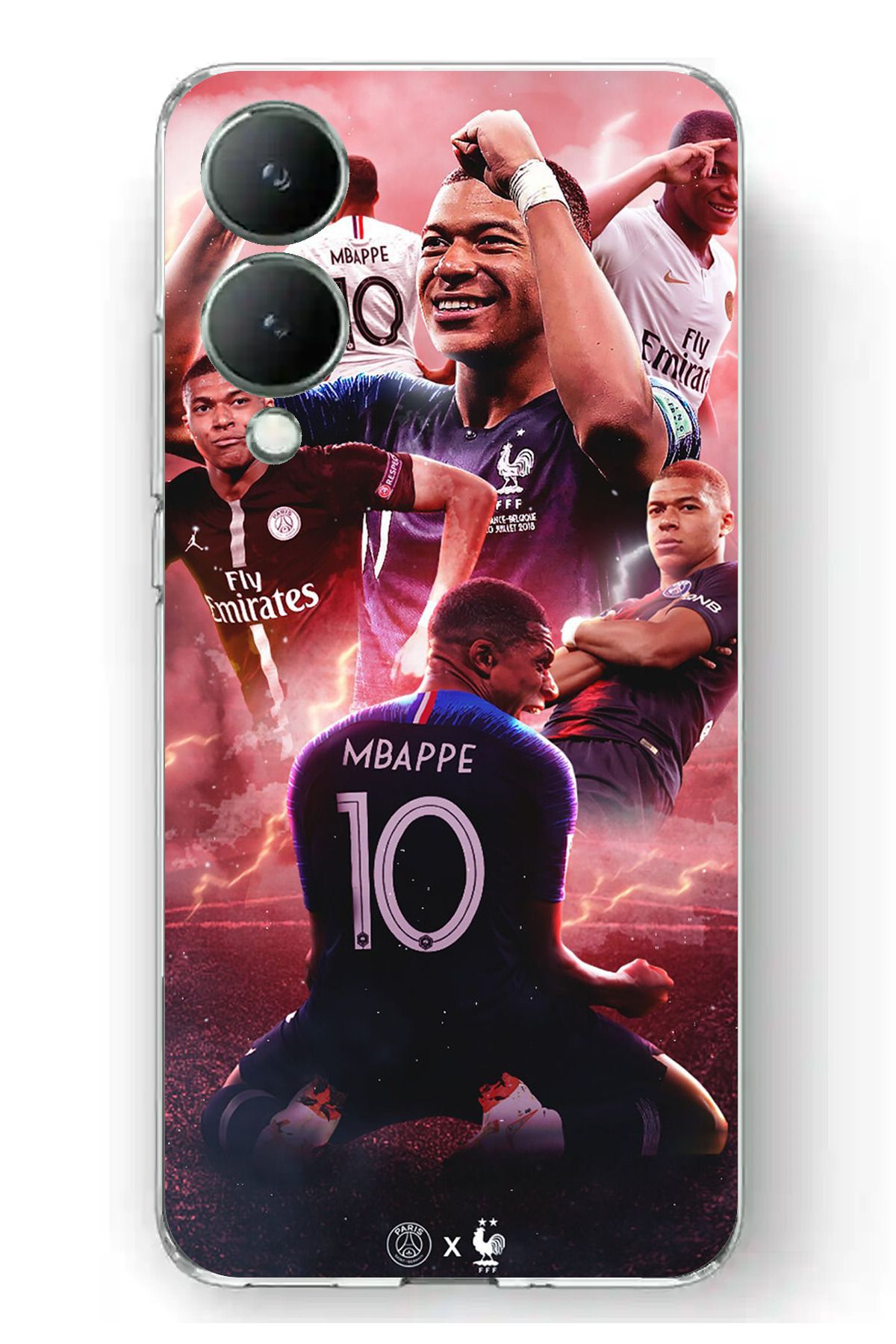 TechTree Vivo Y17S Uyumlu Mbappe Sevinçler Şeffaf Silikon Kılıf