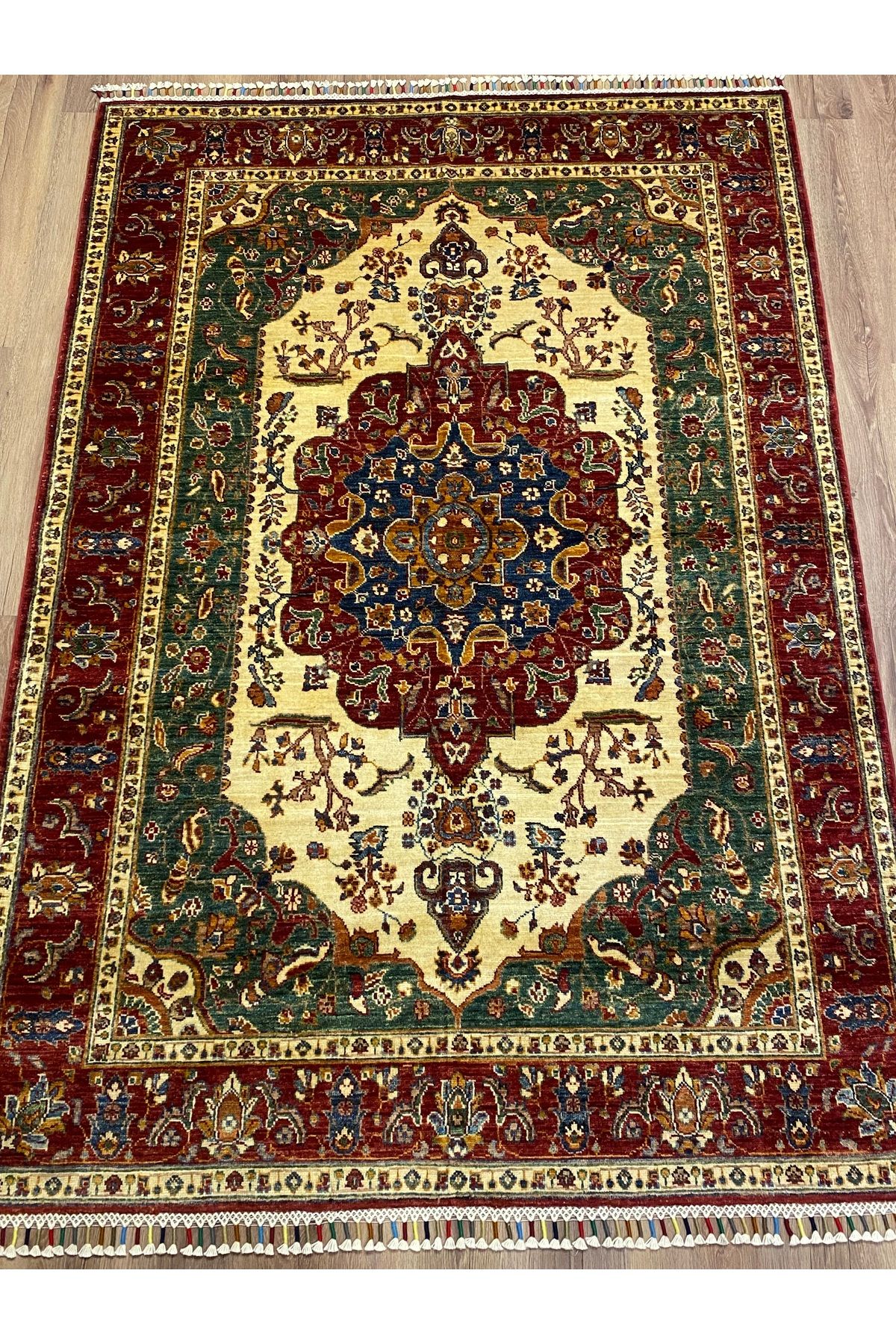 fethiyehalıkilim El Dokuma Afgan Heriz Halısı –%100 Yün %100 El Dokuma Naturel Dekoratif Halı El İşi Özgün Tasarım