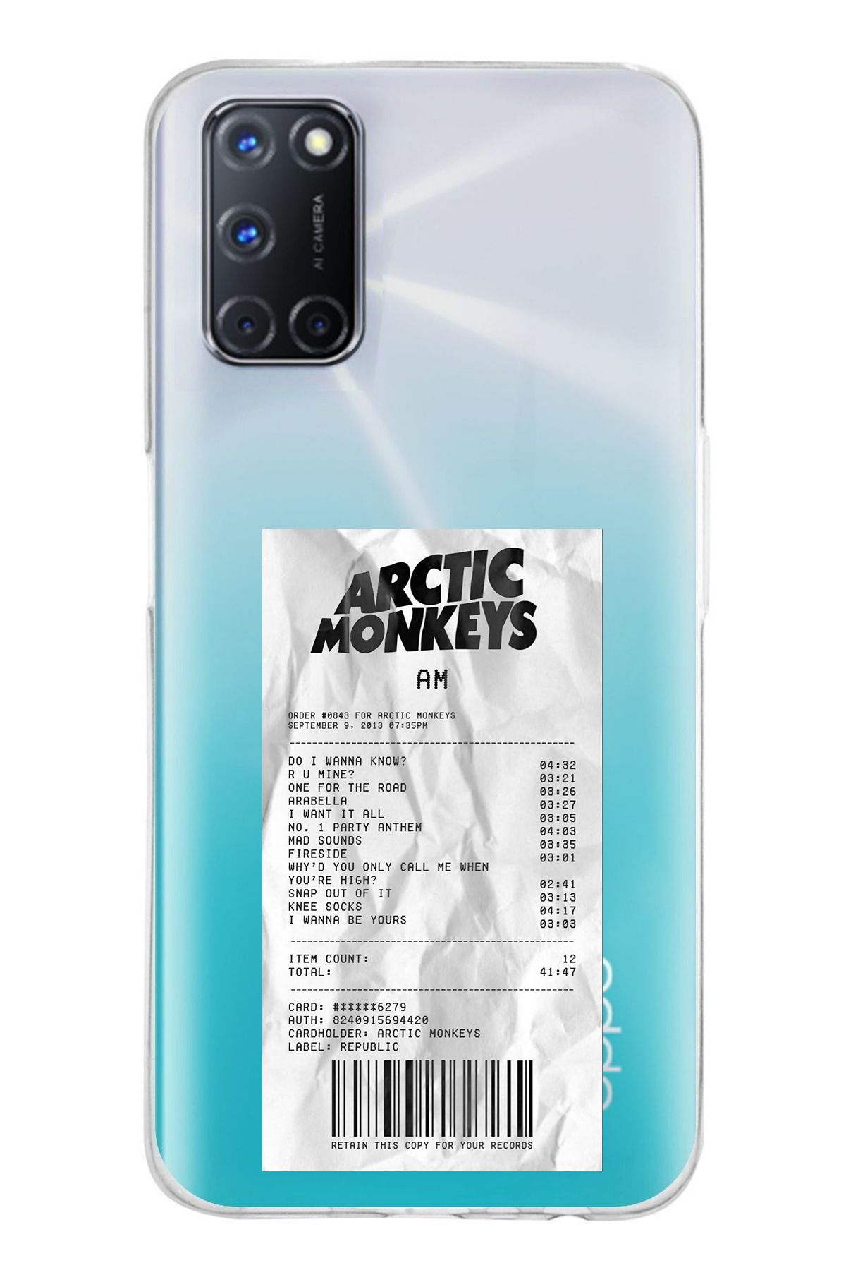 TechTree OPPO A52 - A72 - A92 Uyumlu Arctic Monkeys Tasarımlı Şeffaf Silikon Kılıf